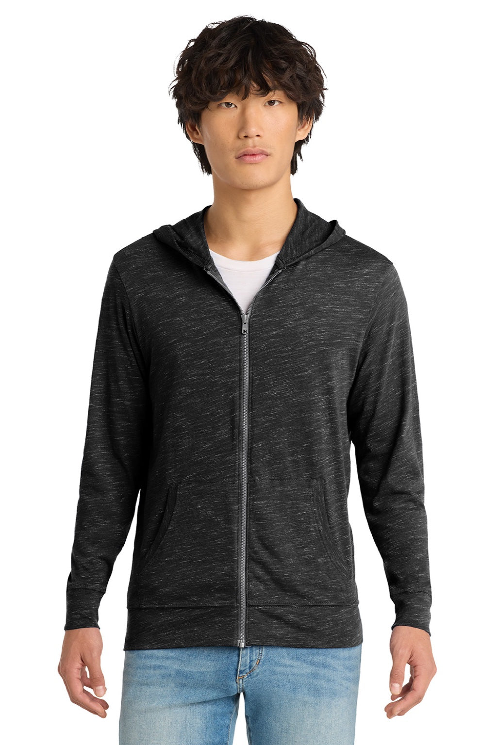 Mens Medal Full Zip Hooded Sweatshirt Hoodie w/ Pockets - Black