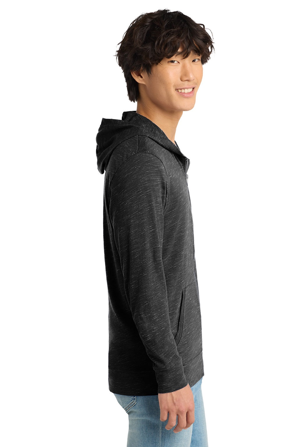 Mens Medal Full Zip Hooded Sweatshirt Hoodie w/ Pockets - Black