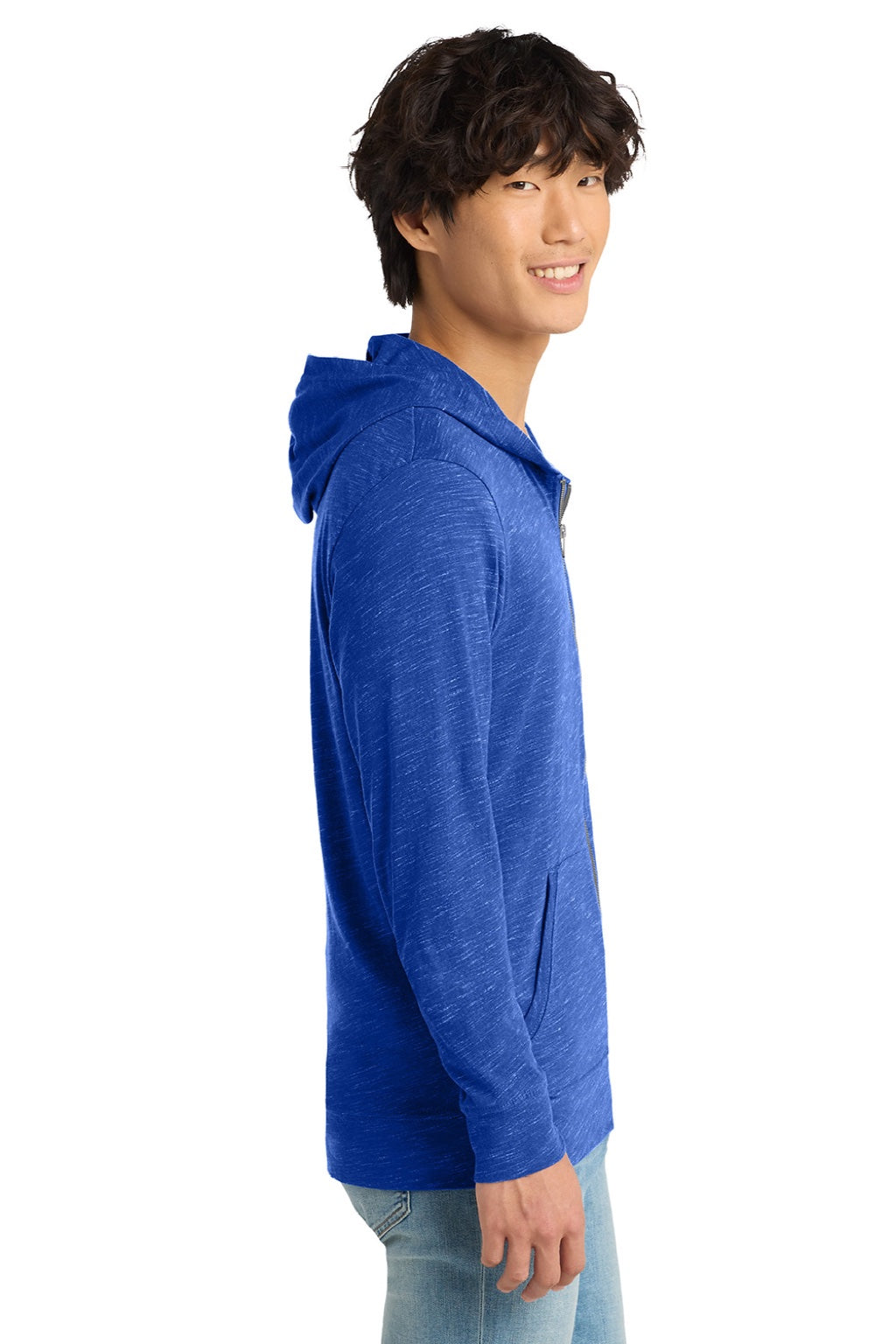Mens Medal Full Zip Hooded Sweatshirt Hoodie w/ Pockets - Deep Royal Blue