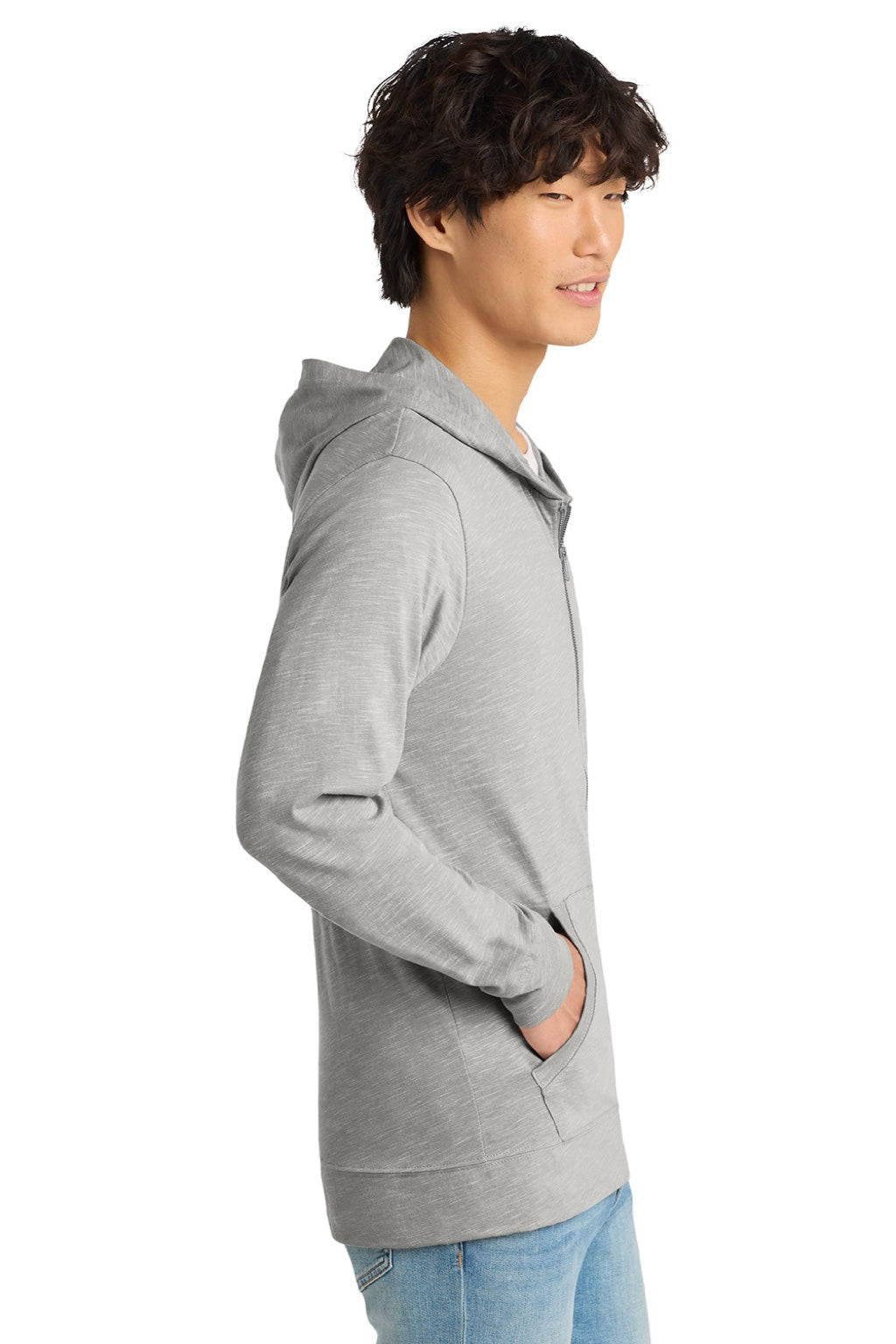 Mens Medal Full Zip Hooded Sweatshirt Hoodie w/ Pockets - Light Grey