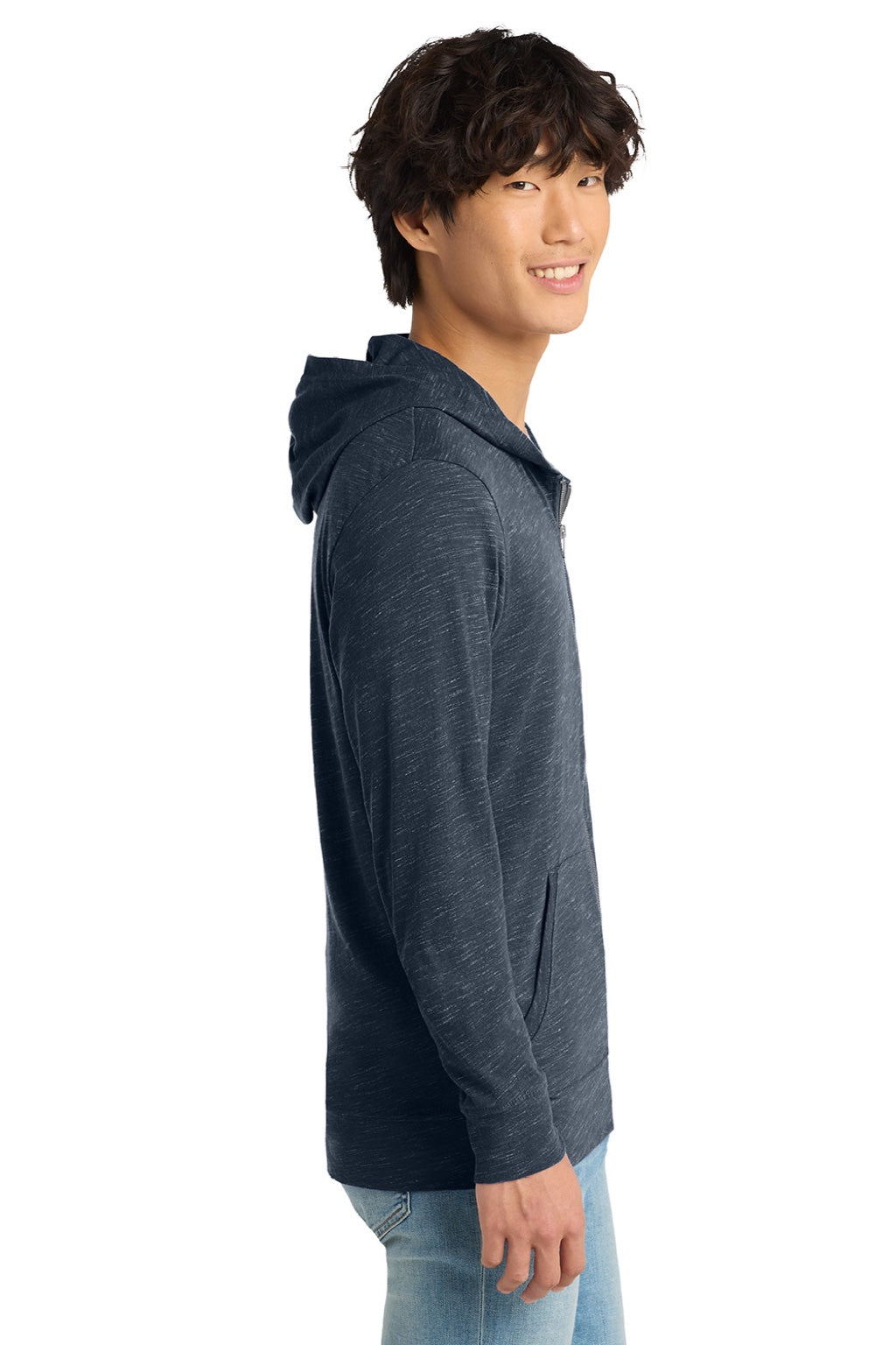 Mens Medal Full Zip Hooded Sweatshirt Hoodie w/ Pockets - New Navy Blue