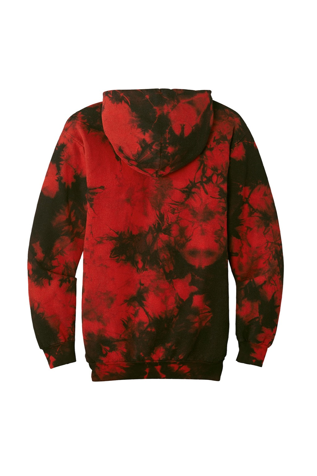 Mens Crystal Tie-Dye Hooded Sweatshirt Hoodie w/ Pouch Pocket - Black/Red