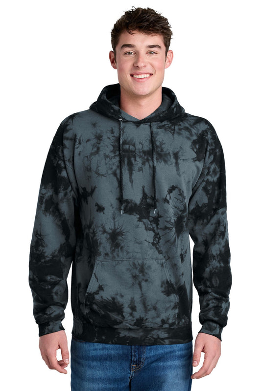 Mens Crystal Tie-Dye Hooded Sweatshirt Hoodie w/ Pouch Pocket - Black