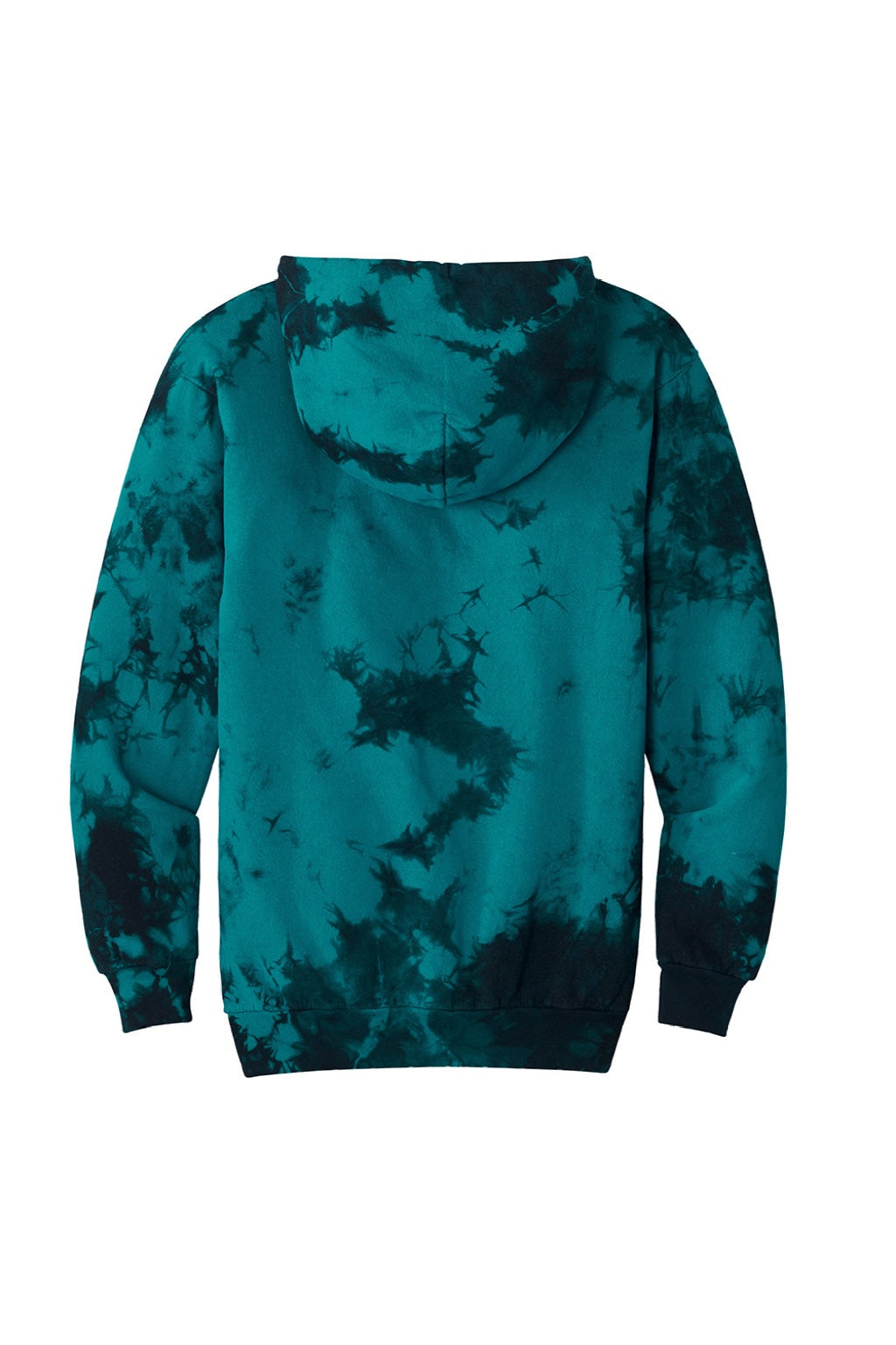Mens Crystal Tie-Dye Hooded Sweatshirt Hoodie w/ Pouch Pocket - Black/Teal Green