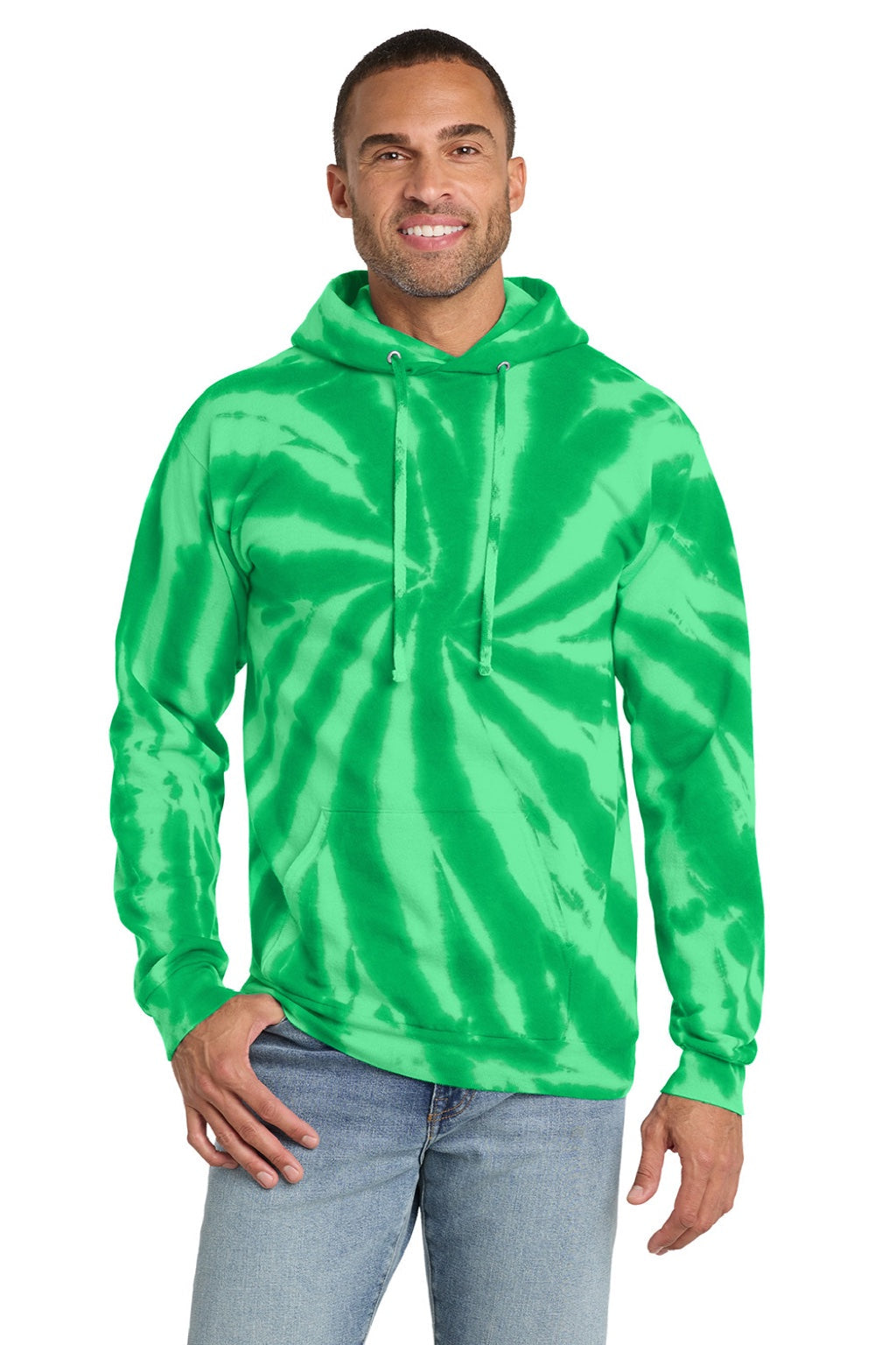 Mens Tie-Dye Fleece Hooded Sweatshirt Hoodie w/ Pouch Pocket - Kelly Green