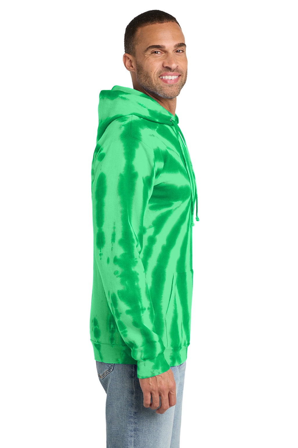 Mens Tie-Dye Fleece Hooded Sweatshirt Hoodie w/ Pouch Pocket - Kelly Green
