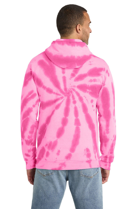 Mens Tie-Dye Fleece Hooded Sweatshirt Hoodie w/ Pouch Pocket - Pink