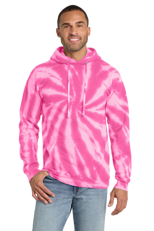 Mens Tie-Dye Fleece Hooded Sweatshirt Hoodie w/ Pouch Pocket - Pink