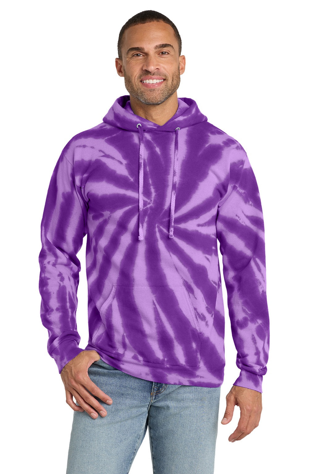 Mens Tie-Dye Fleece Hooded Sweatshirt Hoodie w/ Pouch Pocket - Purple