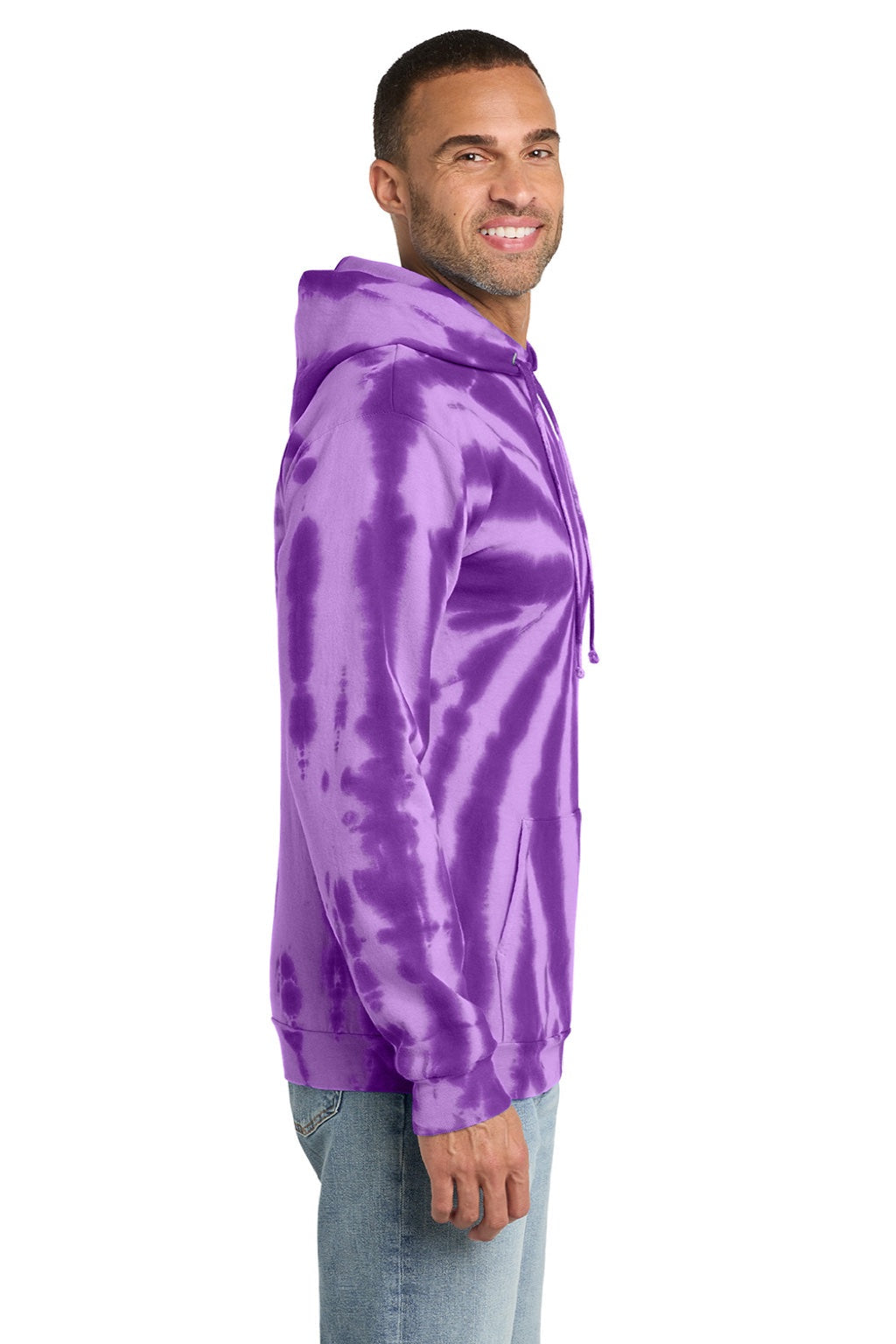 Mens Tie-Dye Fleece Hooded Sweatshirt Hoodie w/ Pouch Pocket - Purple