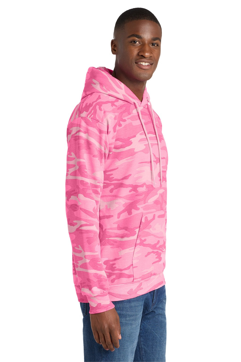 Mens Core Pill Resistant Fleece Hooded Sweatshirt Hoodie w/ Pouch Pocket - Pink Camo