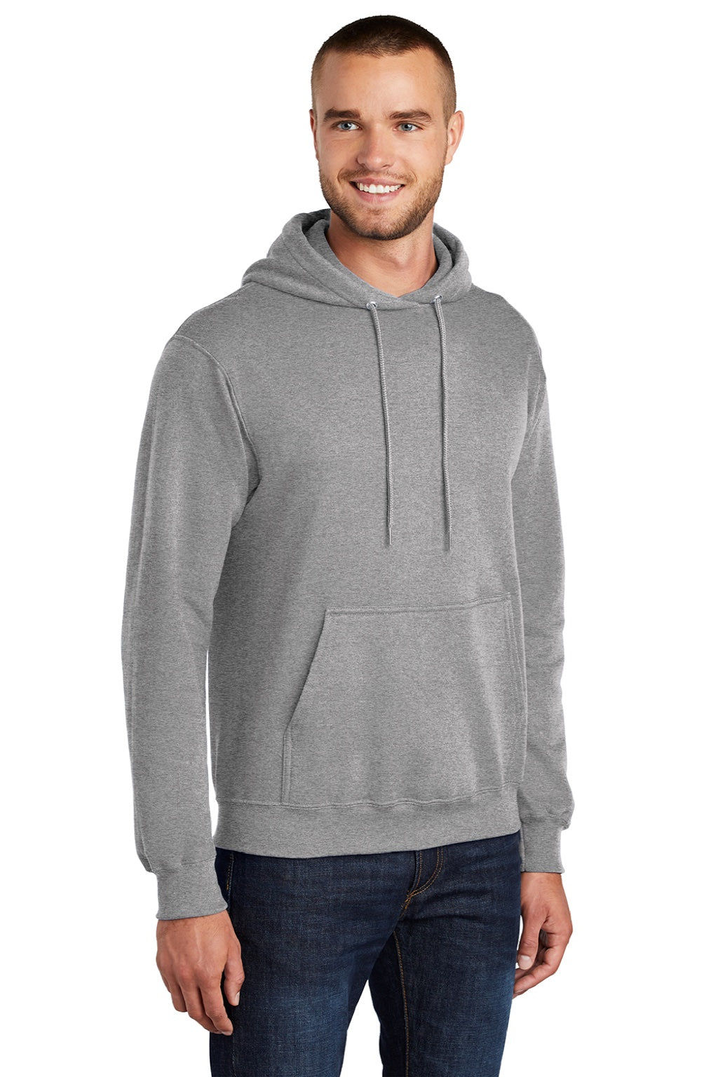 Mens Core Pill Resistant Fleece Hooded Sweatshirt Hoodie w/ Pouch Pocket - Heather Grey