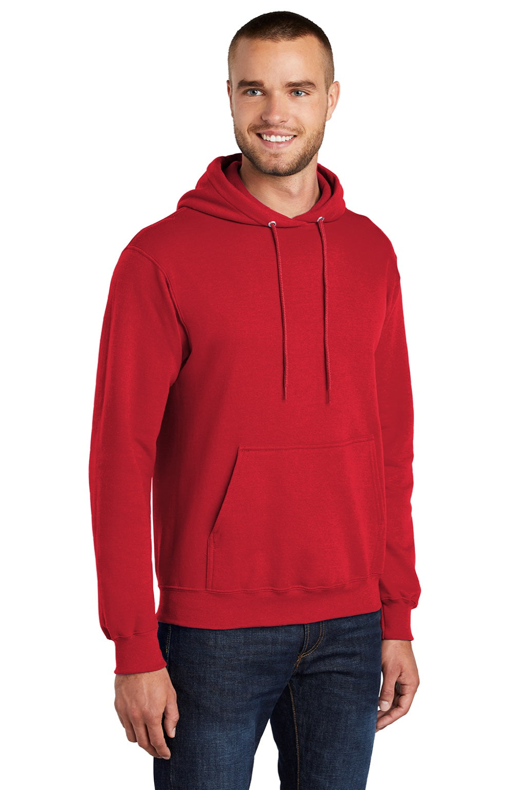 Mens Core Pill Resistant Fleece Hooded Sweatshirt Hoodie w/ Pouch Pocket - Red