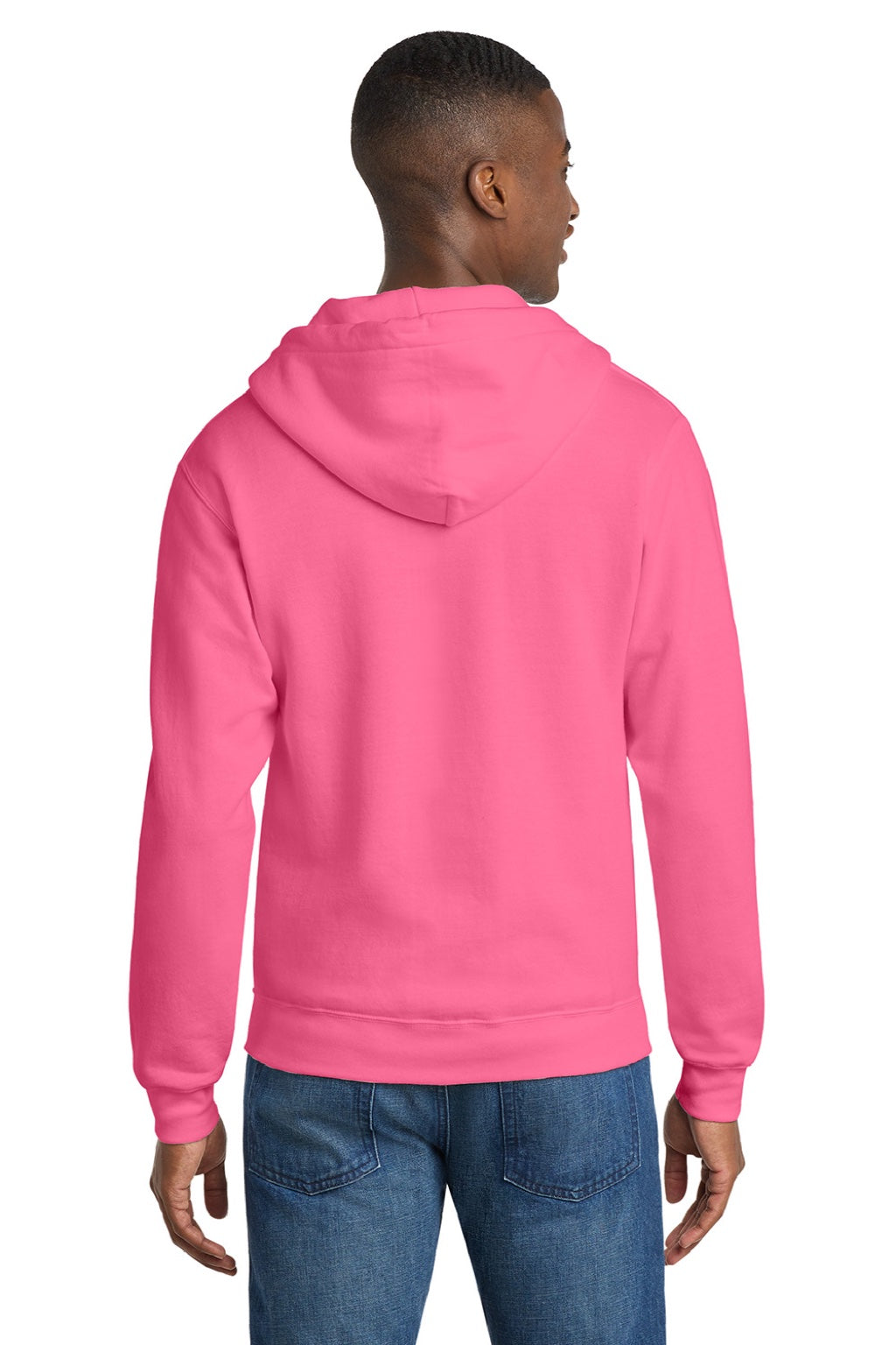Mens Core Pill Resistant Fleece Full Zip Hooded Sweatshirt Hoodie w/ Pockets - Neon Pink