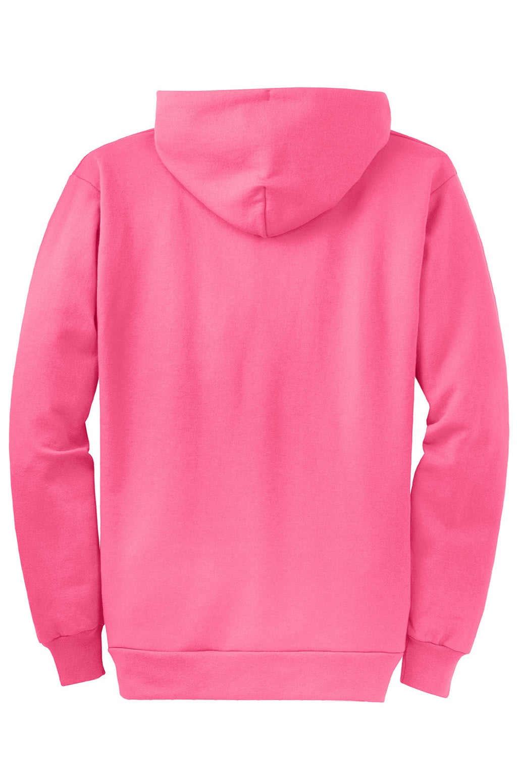 Mens Core Pill Resistant Fleece Full Zip Hooded Sweatshirt Hoodie w/ Pockets - Neon Pink
