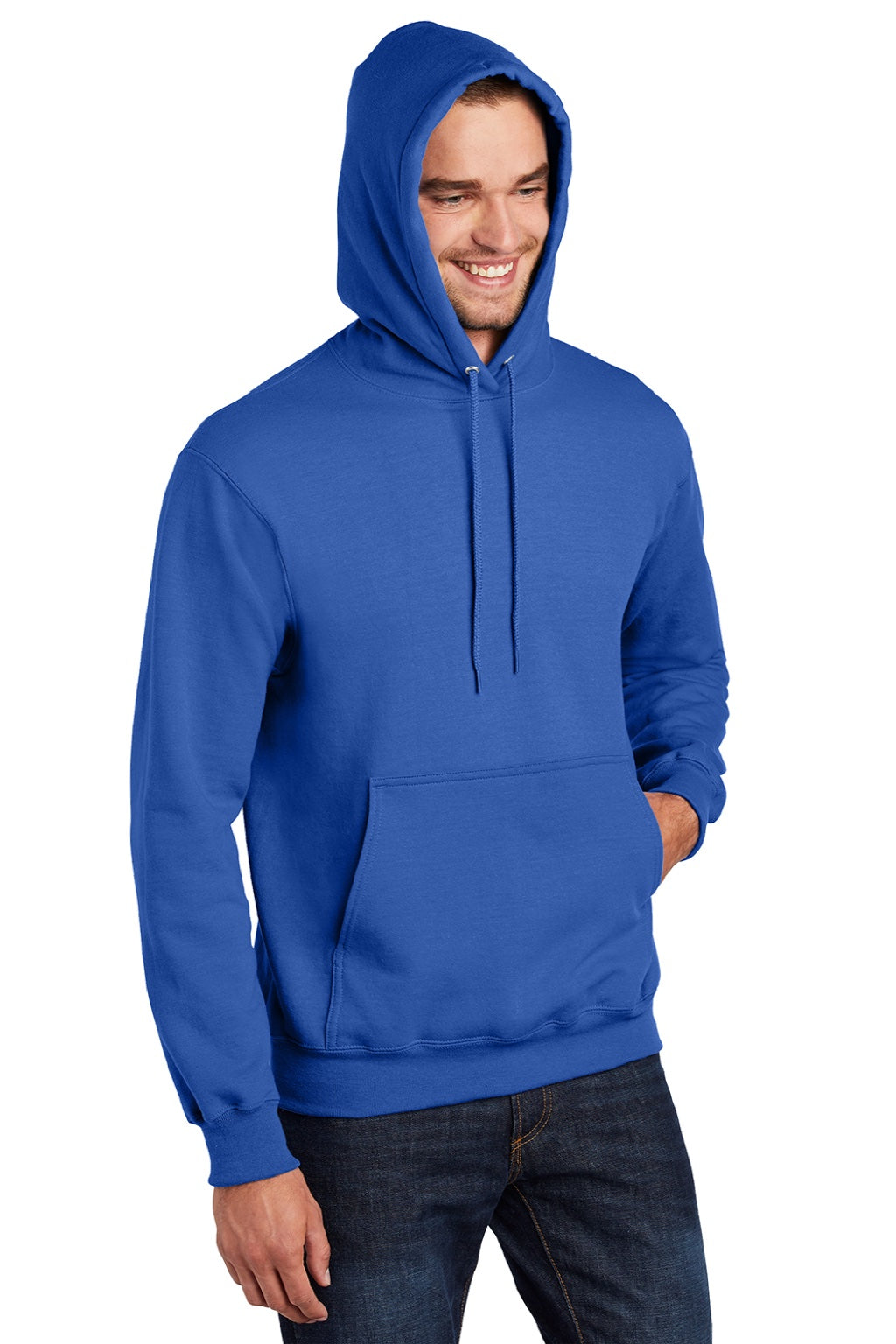 Mens Essential Pill Resistant Fleece Hooded Sweatshirt Hoodie w/ Pouch Pocket - Royal Blue
