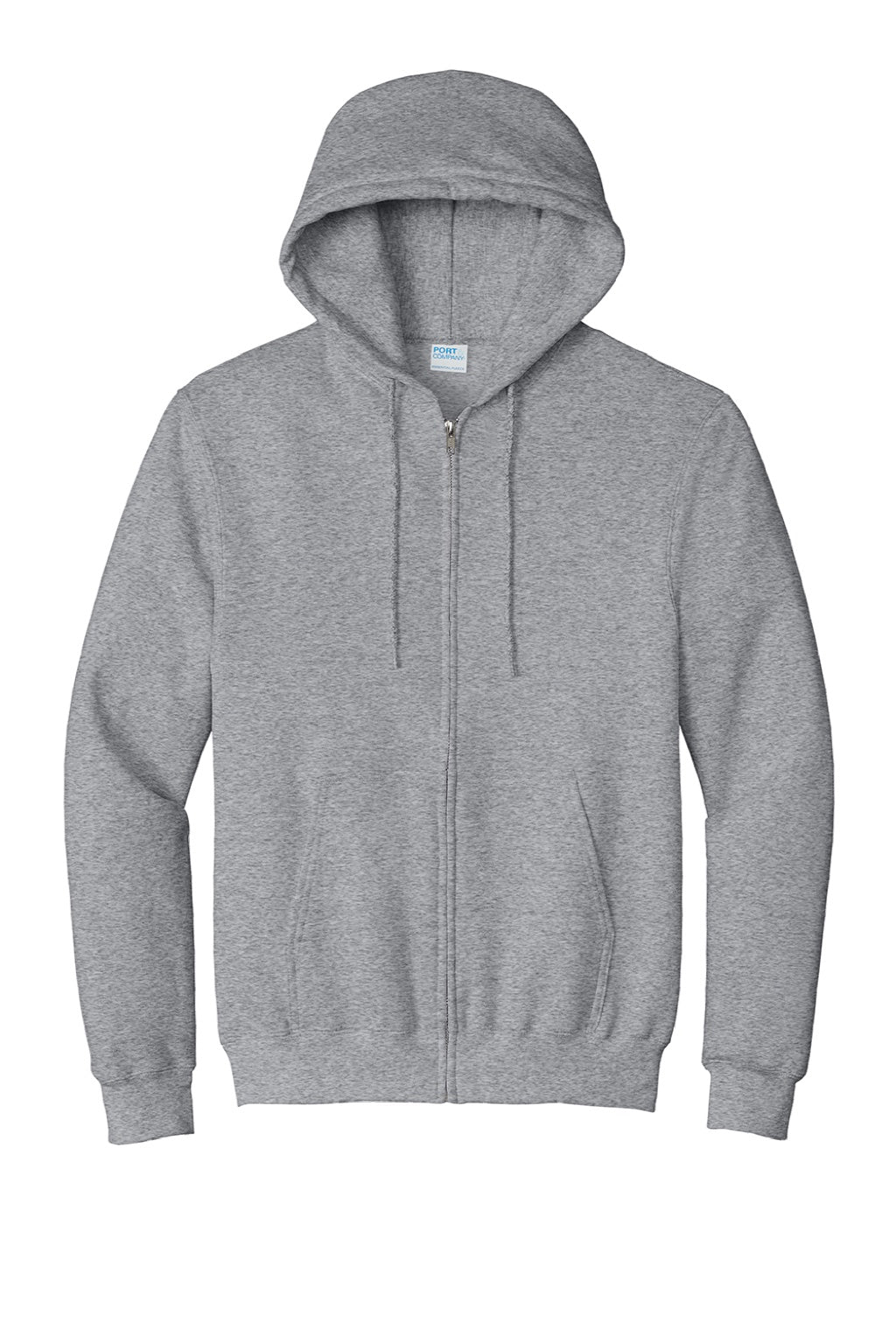Mens Essential Pill Resistant Fleece Full Zip Hooded Sweatshirt Hoodie w/ Pockets - Heather Grey