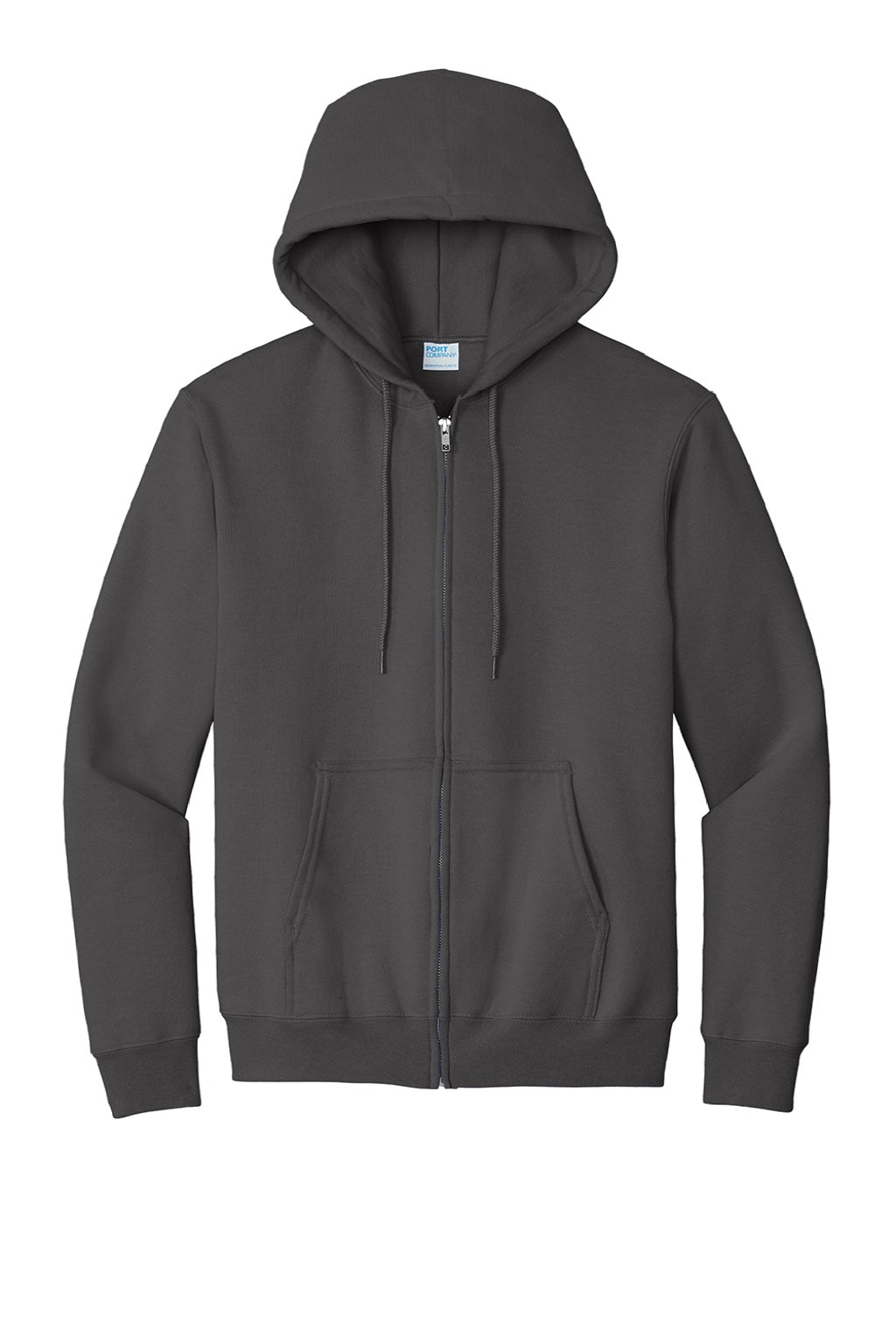 Mens Essential Pill Resistant Fleece Full Zip Hooded Sweatshirt Hoodie w/ Pockets - Charcoal Grey