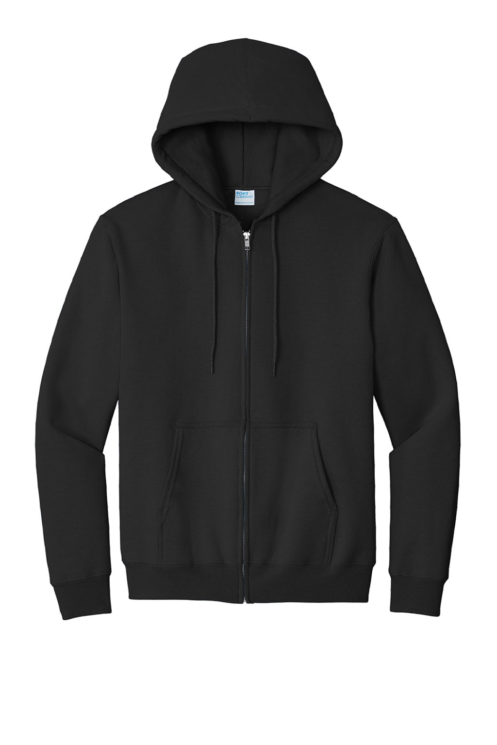 Mens Essential Pill Resistant Fleece Full Zip Hooded Sweatshirt Hoodie w/ Pockets - Jet Black