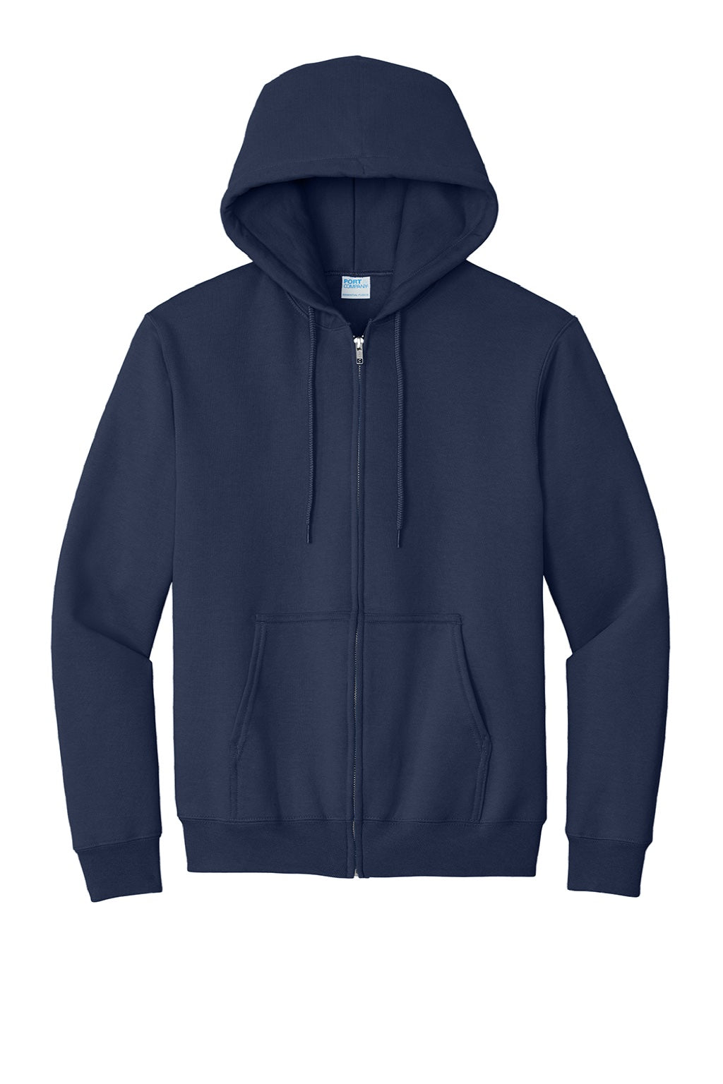 Mens Essential Pill Resistant Fleece Full Zip Hooded Sweatshirt Hoodie w/ Pockets - Navy Blue