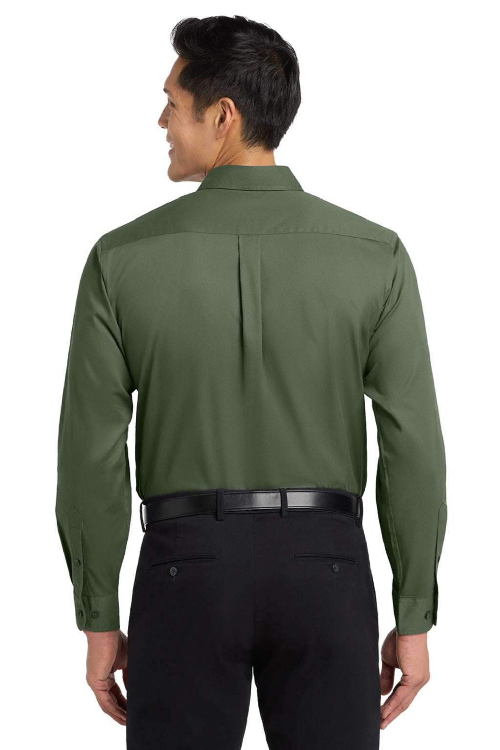Mens Easy Care Wrinkle Resistant Long Sleeve Button Down Shirt w/ Pocket - Clover Green