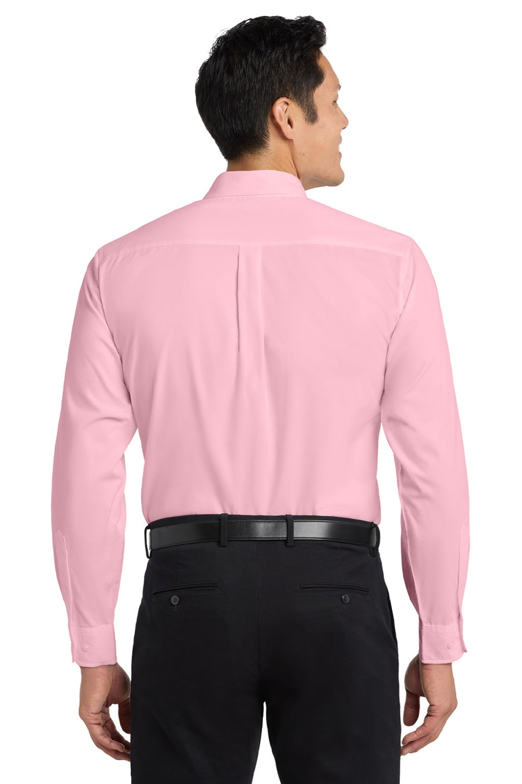 Mens Easy Care Wrinkle Resistant Long Sleeve Button Down Shirt w/ Pocket - Light Pink