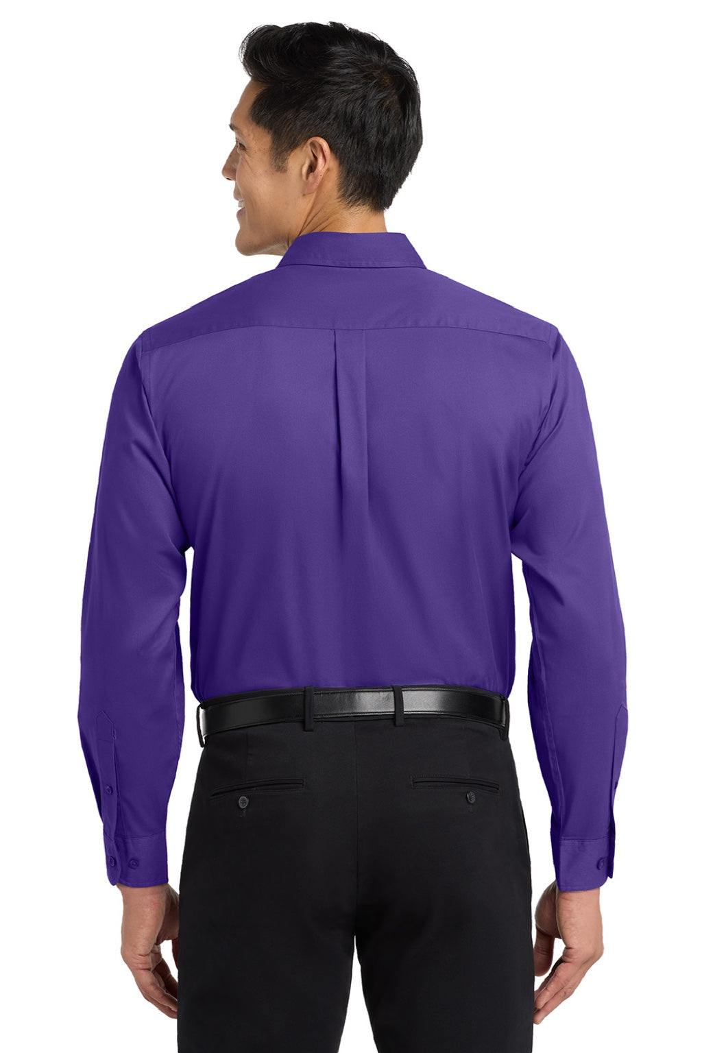 Mens Easy Care Wrinkle Resistant Long Sleeve Button Down Shirt w/ Pocket - Purple/Light Stone