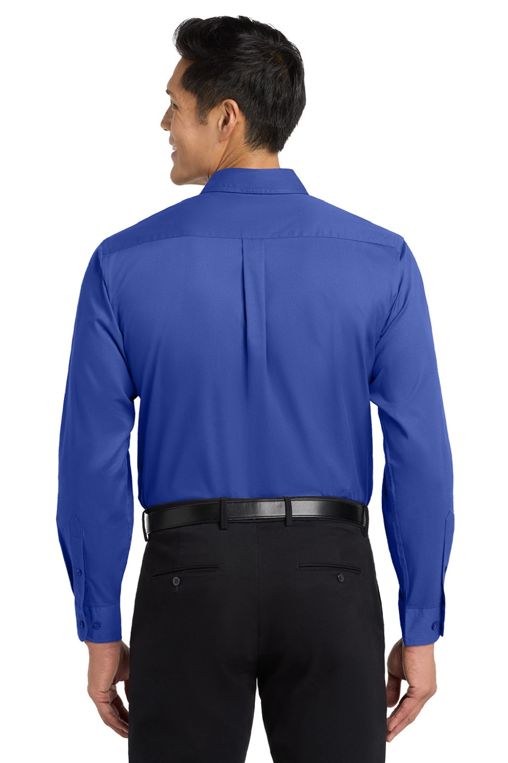 Mens Easy Care Wrinkle Resistant Long Sleeve Button Down Shirt w/ Pocket - Royal Blue/Classic Navy Blue