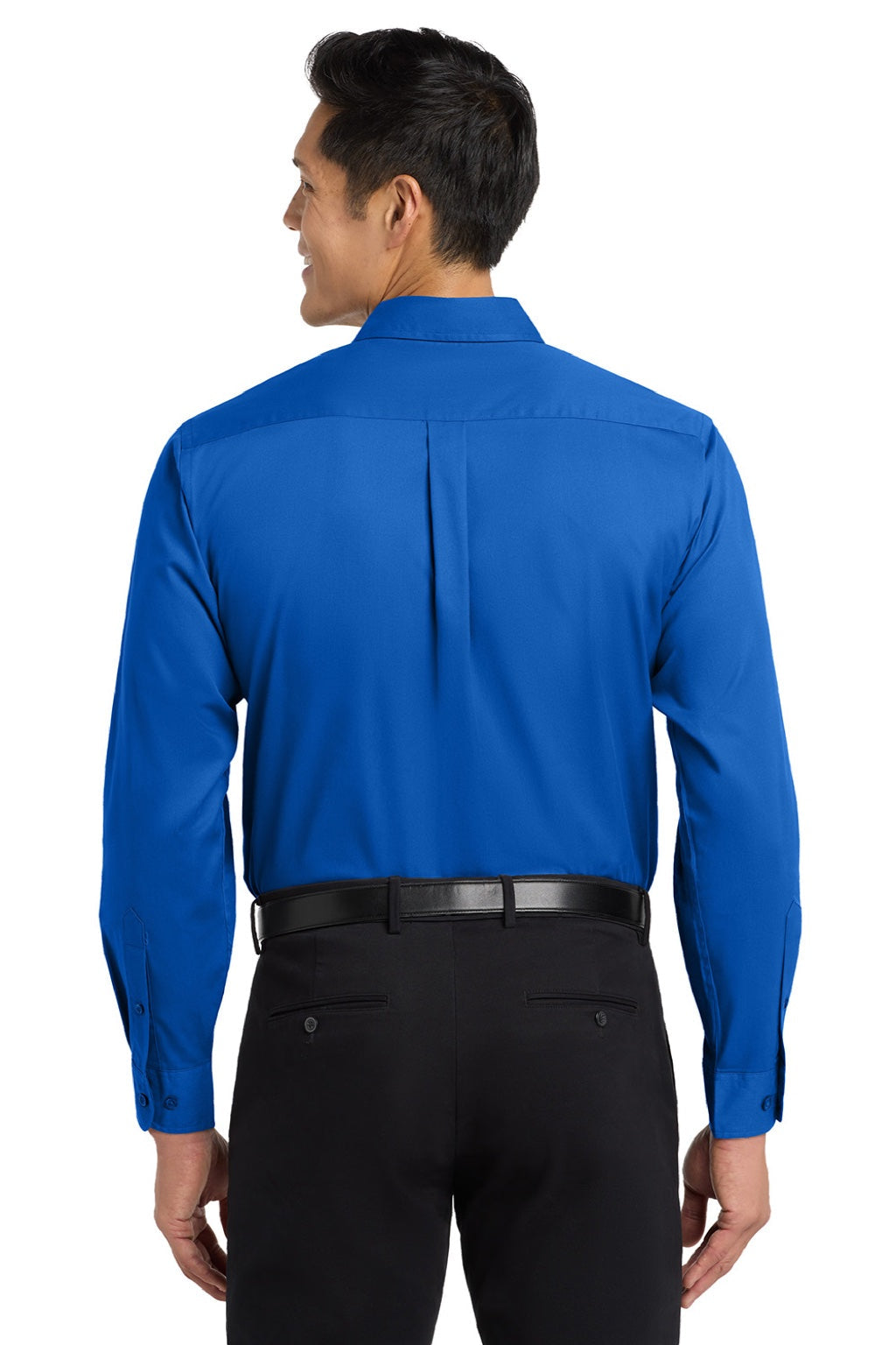 Mens Easy Care Wrinkle Resistant Long Sleeve Button Down Shirt w/ Pocket - Strong Blue