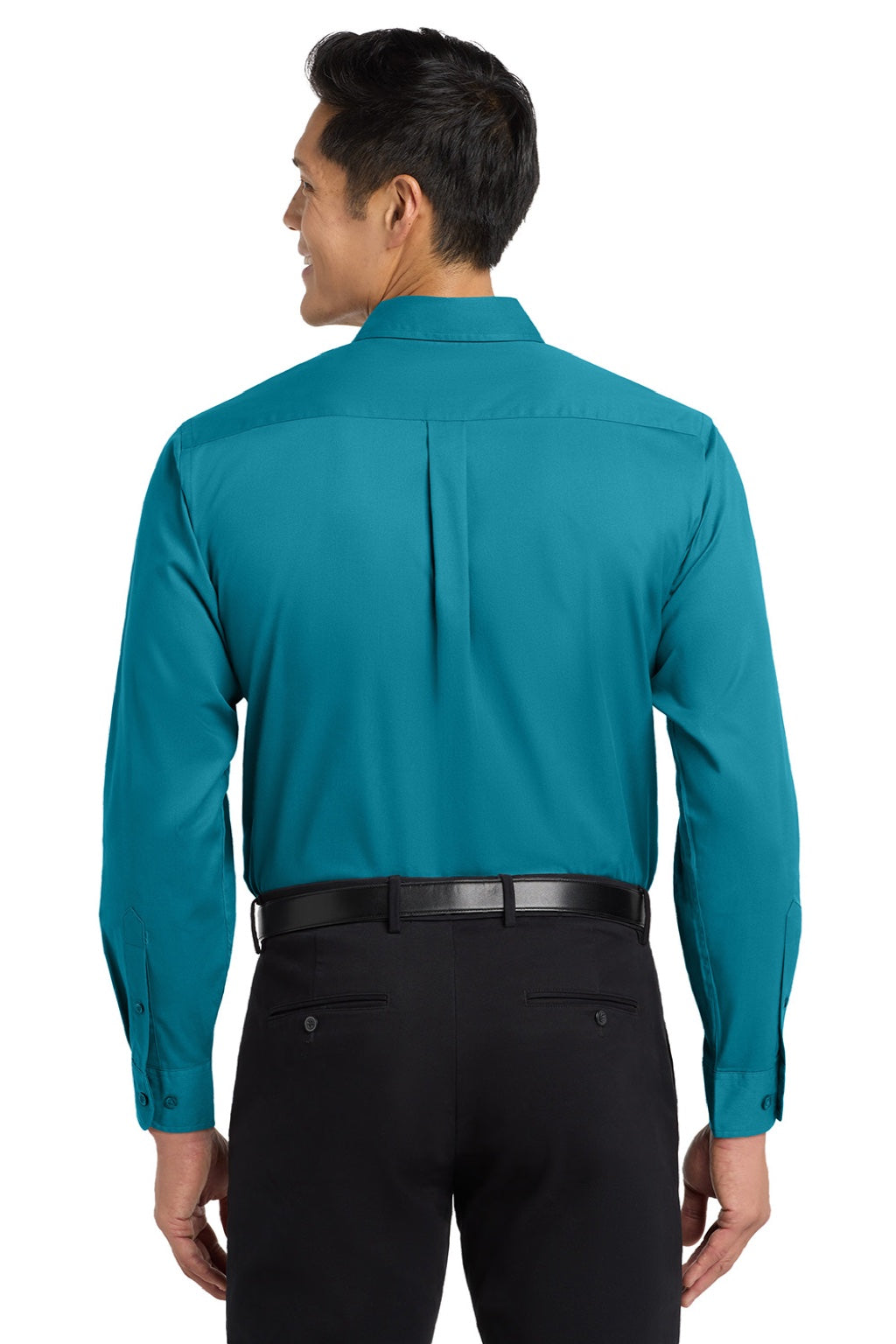 Mens Easy Care Wrinkle Resistant Long Sleeve Button Down Shirt w/ Pocket - Teal Green