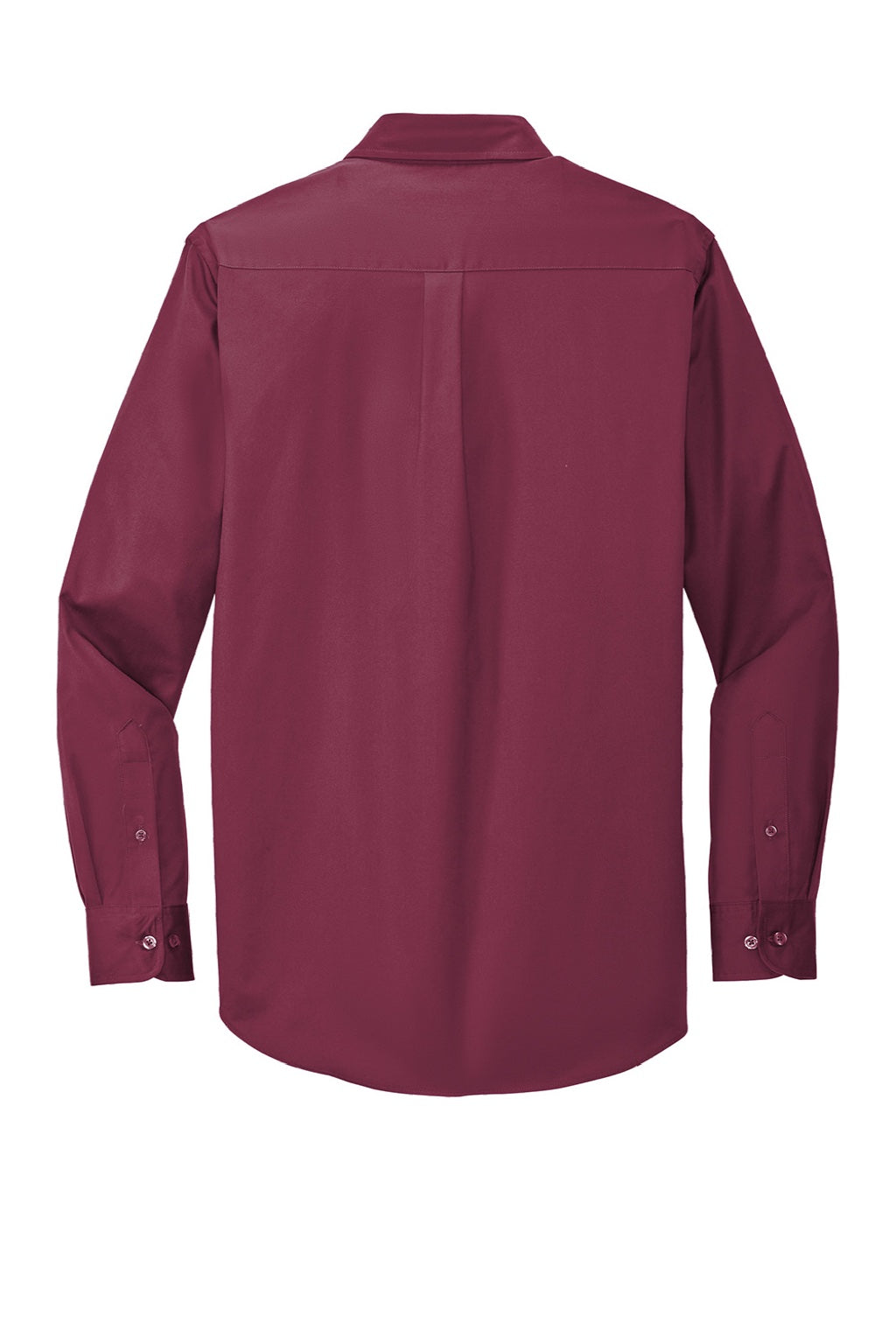 Mens Easy Care Wrinkle Resistant Long Sleeve Button Down Shirt w/ Pocket - Burgundy/Light Stone