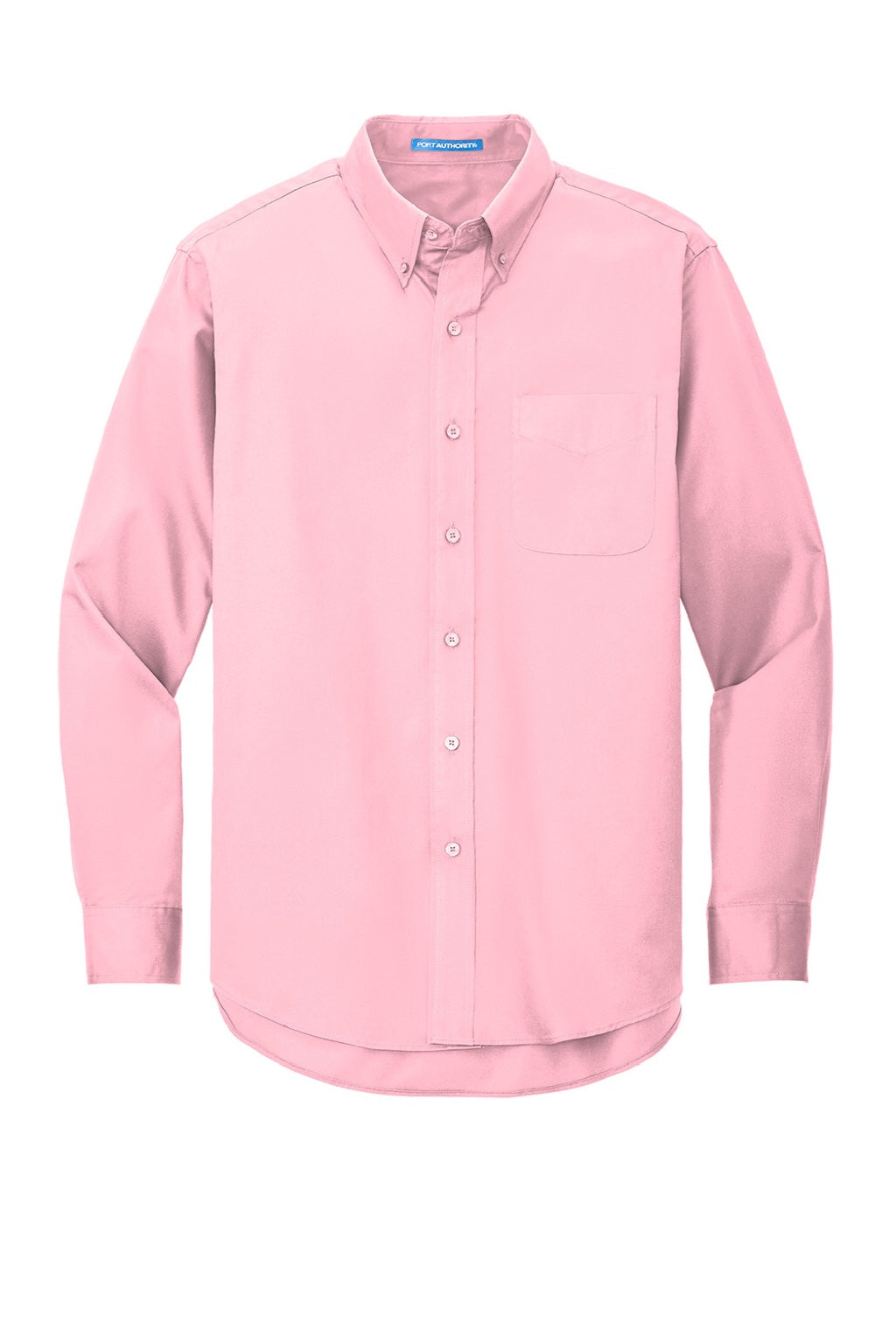 Mens Easy Care Wrinkle Resistant Long Sleeve Button Down Shirt w/ Pocket - Light Pink
