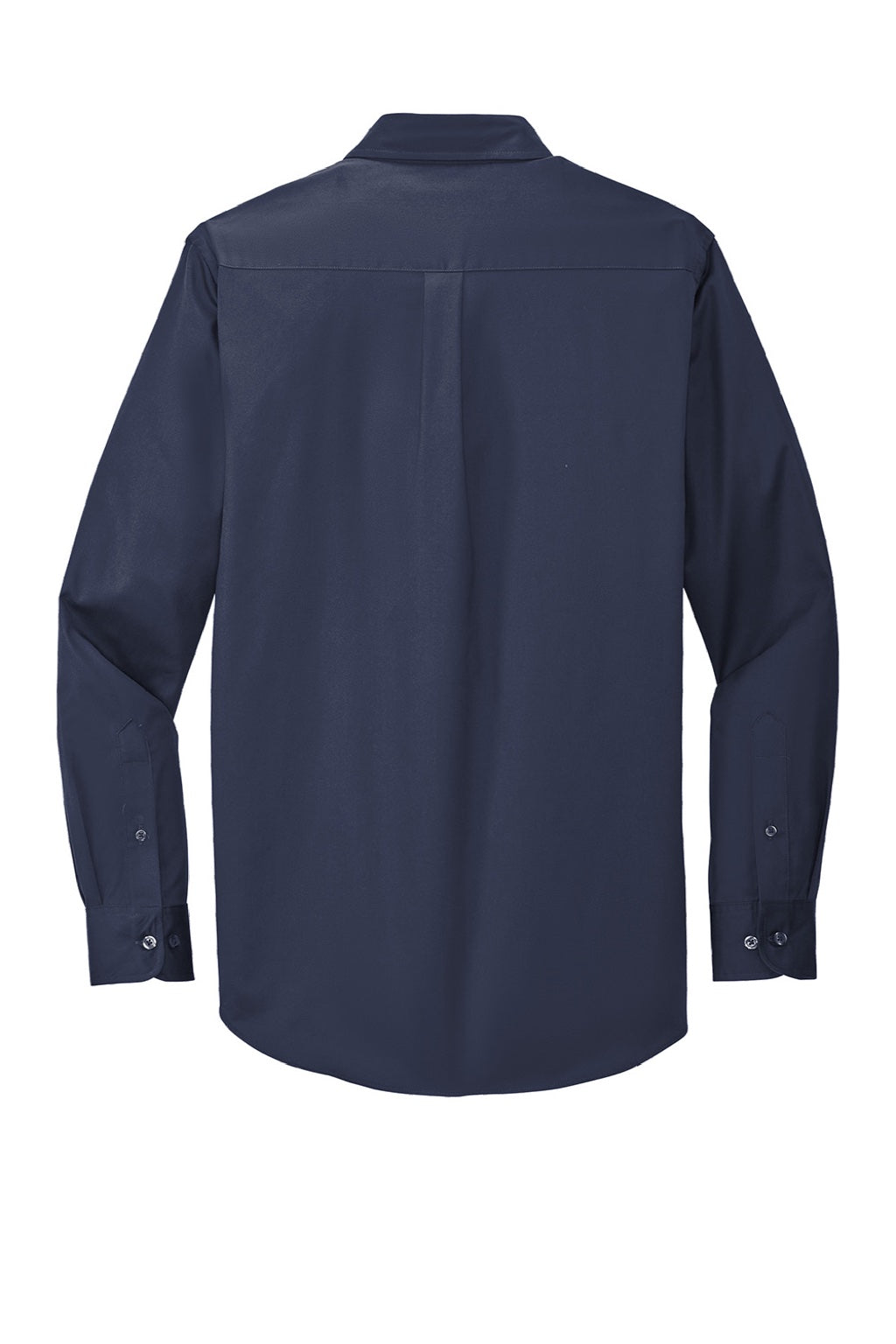 Mens Easy Care Wrinkle Resistant Long Sleeve Button Down Shirt w/ Pocket - Navy Blue/Light Stone