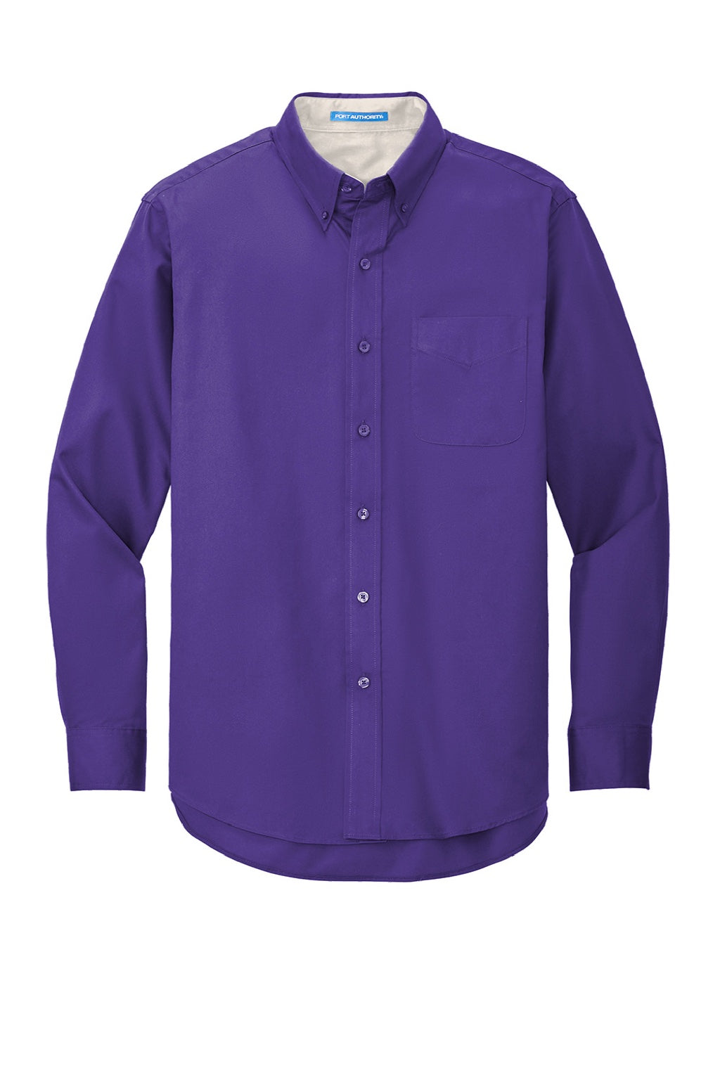 Mens Easy Care Wrinkle Resistant Long Sleeve Button Down Shirt w/ Pocket - Purple/Light Stone