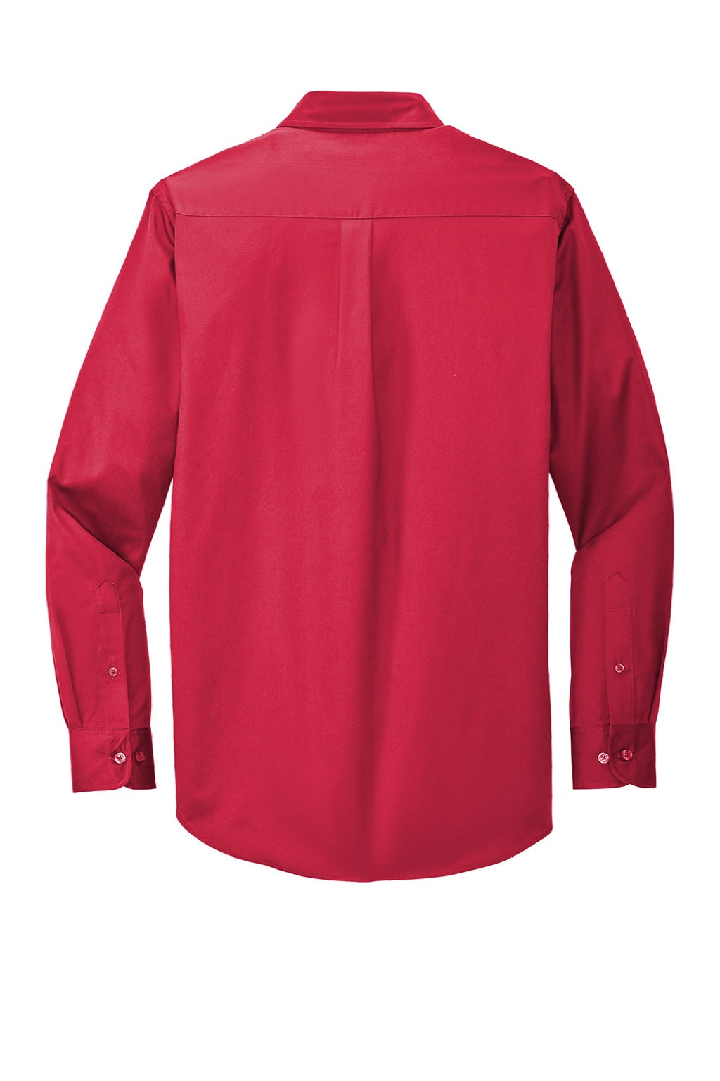 Mens Easy Care Wrinkle Resistant Long Sleeve Button Down Shirt w/ Pocket - Red/Light Stone