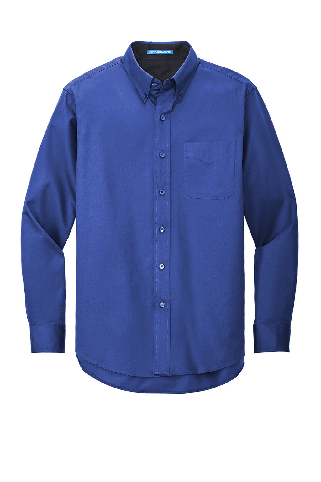 Mens Easy Care Wrinkle Resistant Long Sleeve Button Down Shirt w/ Pocket - Royal Blue/Classic Navy Blue