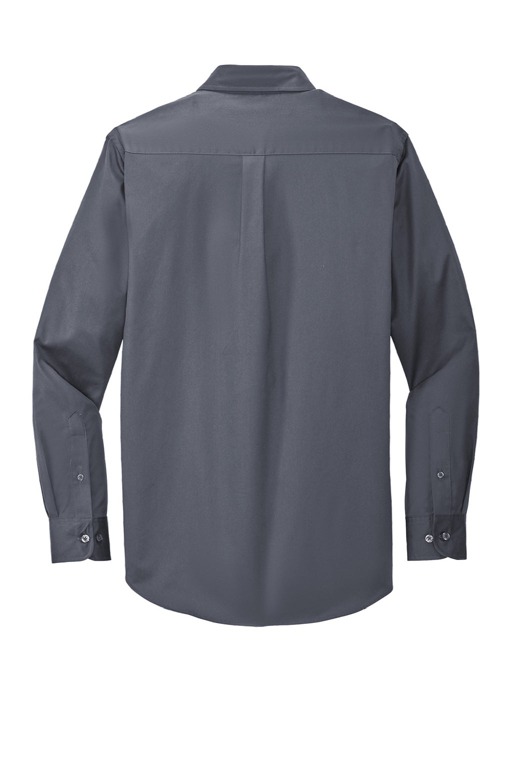 Mens Easy Care Wrinkle Resistant Long Sleeve Button Down Shirt w/ Pocket - Steel Grey/Light Stone