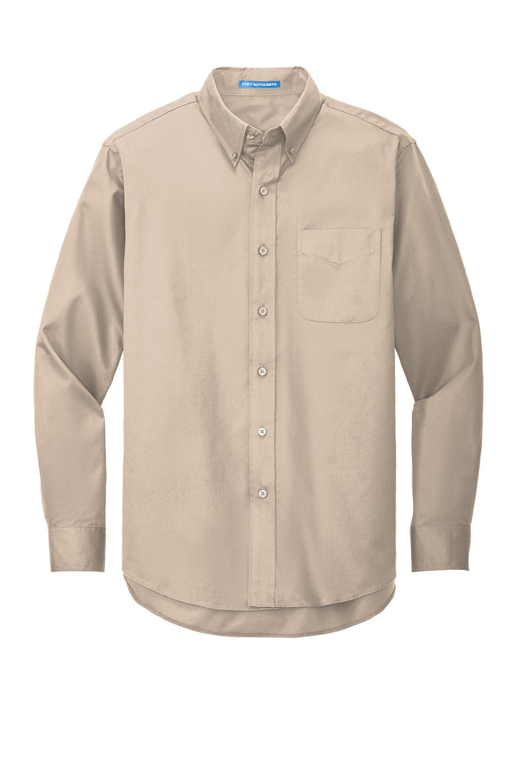 Mens Easy Care Wrinkle Resistant Long Sleeve Button Down Shirt w/ Pocket - Stone Brown