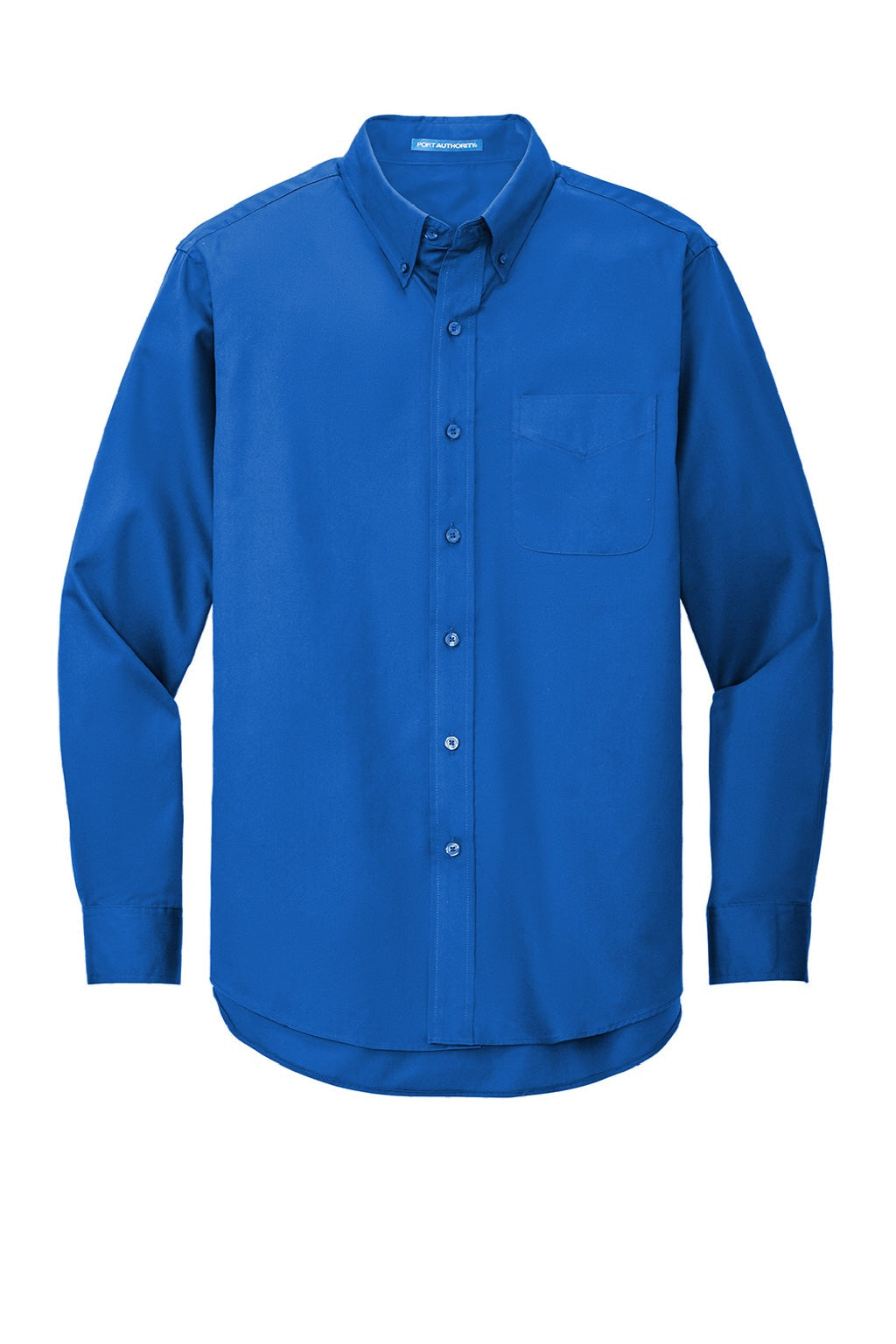 Mens Easy Care Wrinkle Resistant Long Sleeve Button Down Shirt w/ Pocket - Strong Blue