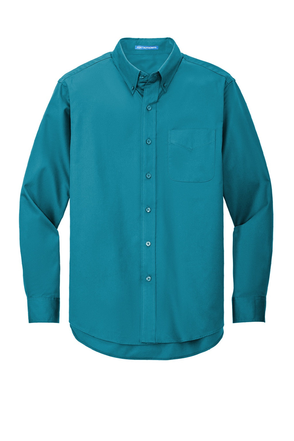 Mens Easy Care Wrinkle Resistant Long Sleeve Button Down Shirt w/ Pocket - Teal Green