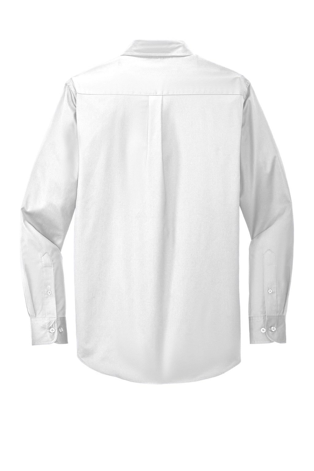 Mens Easy Care Wrinkle Resistant Long Sleeve Button Down Shirt w/ Pocket - White/Light Stone
