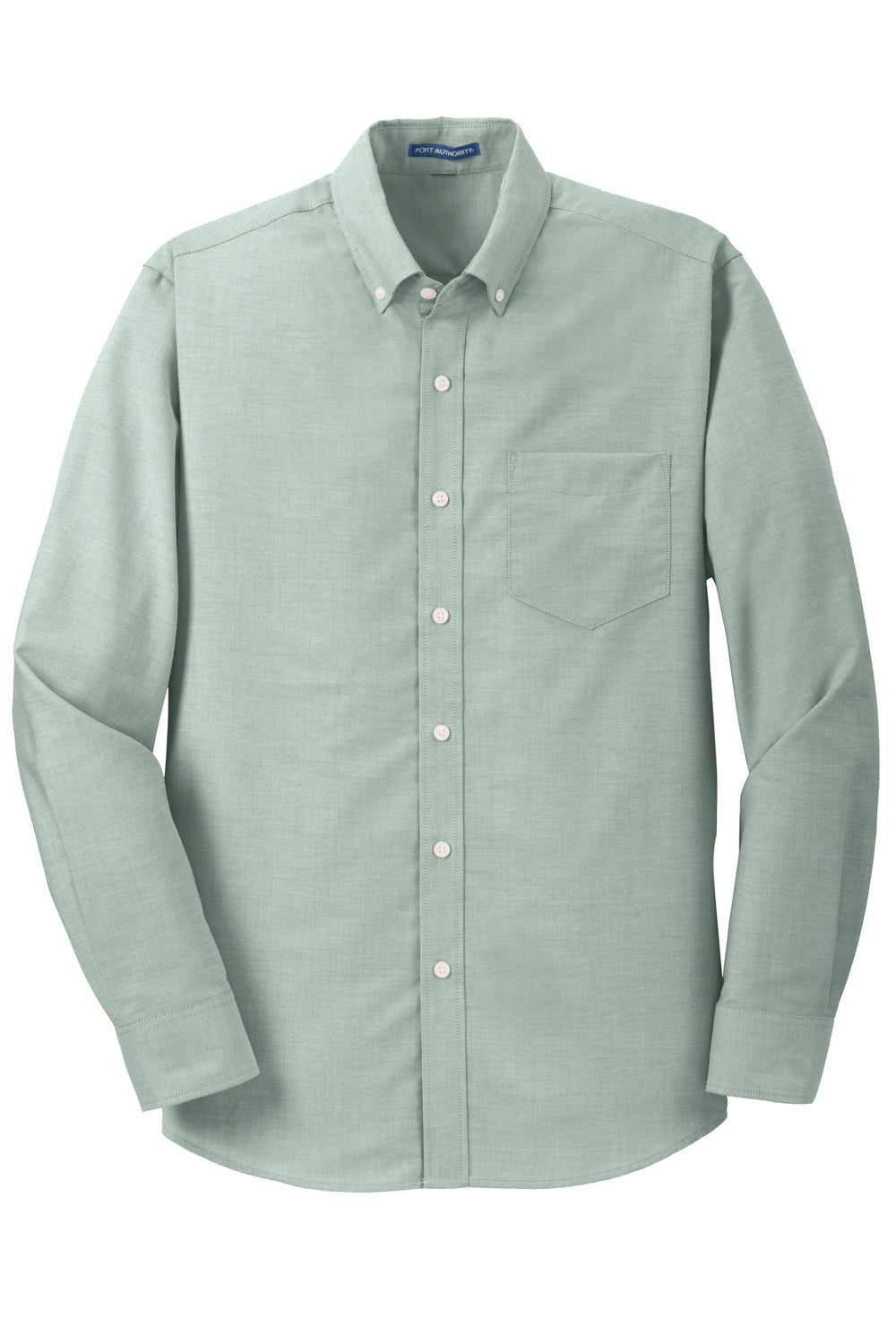 Mens SuperPro Oxford Wrinkle Resistant Long Sleeve Button Down Shirt w/ Pocket - Green
