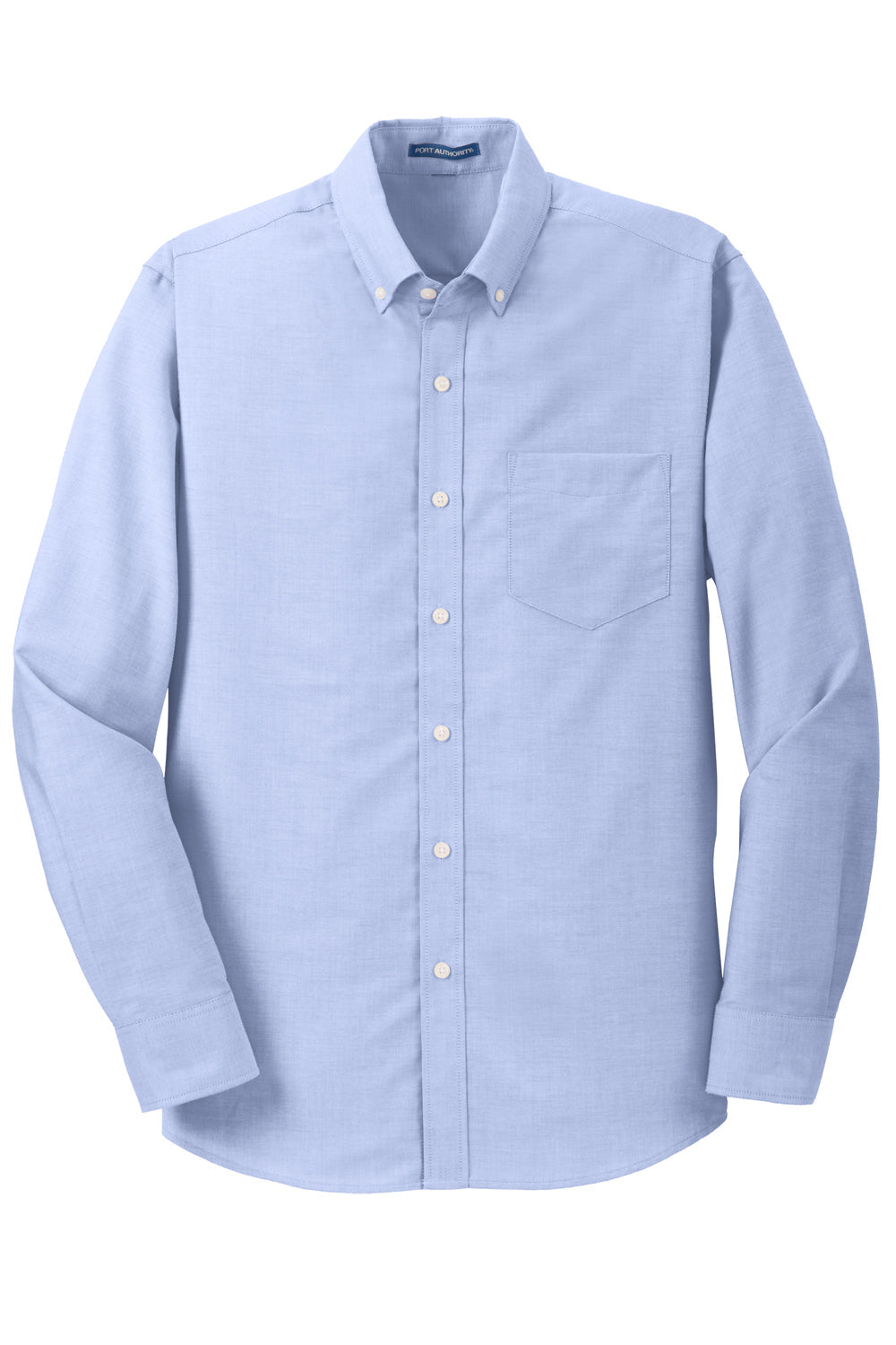 Mens SuperPro Oxford Wrinkle Resistant Long Sleeve Button Down Shirt w/ Pocket - Oxford Blue