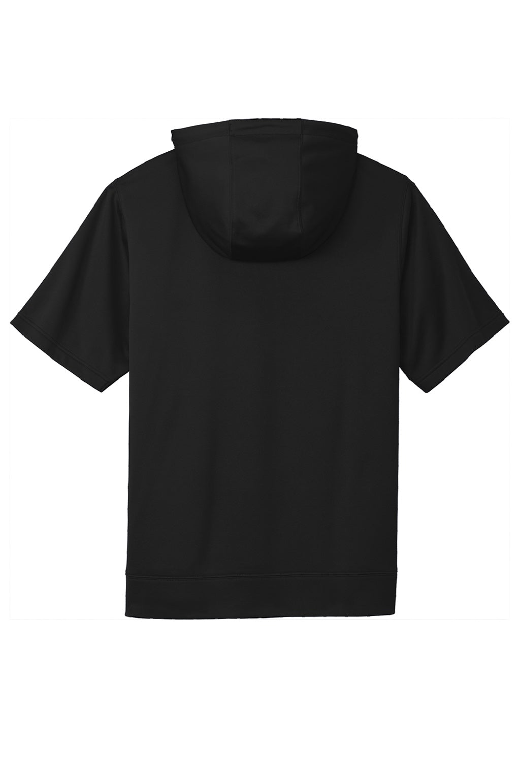 Mens Moisture Wicking Fleece Short Sleeve Hooded Sweatshirt Hoodie w/ Pouch Pocket - Black