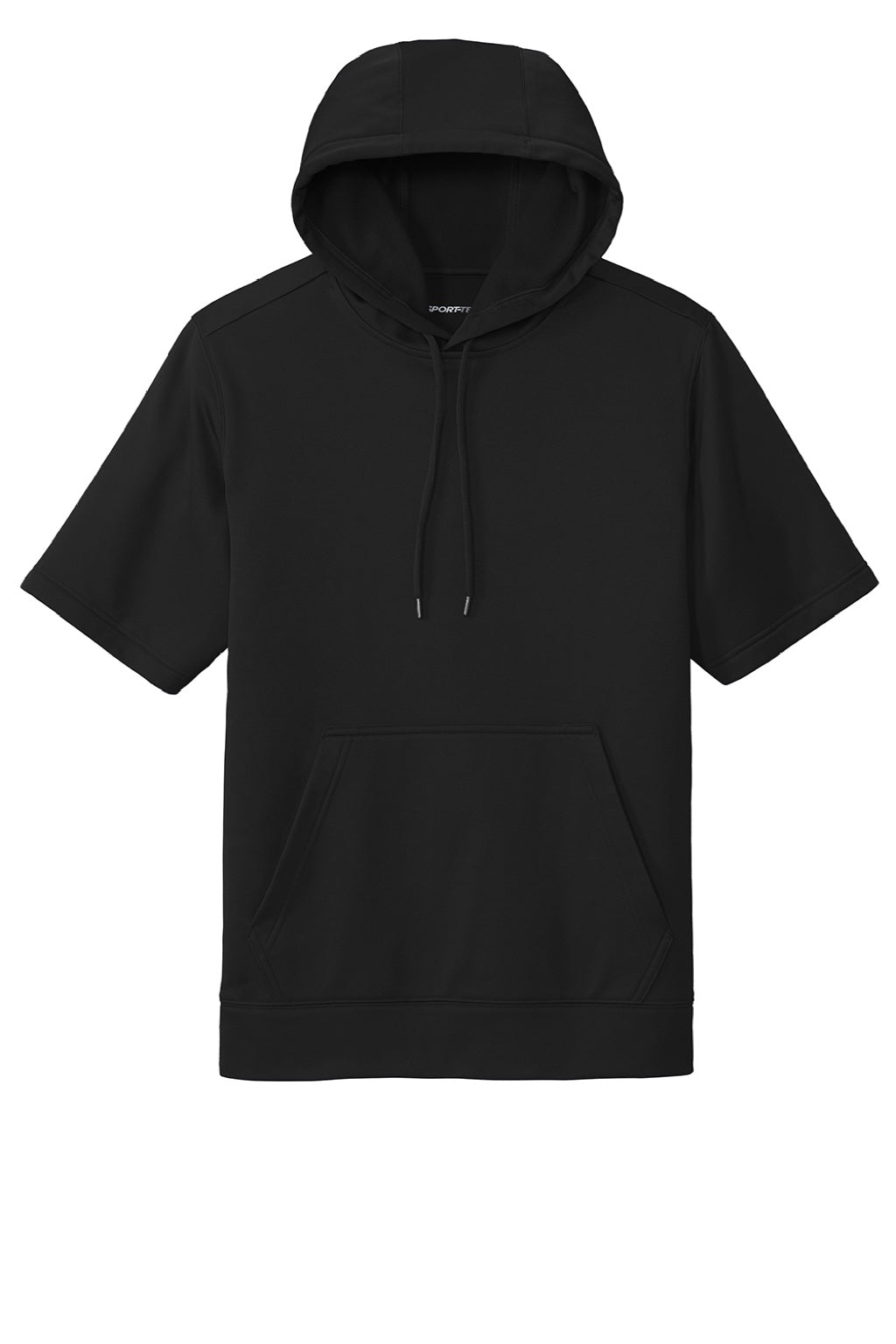 Mens Moisture Wicking Fleece Short Sleeve Hooded Sweatshirt Hoodie w/ Pouch Pocket - Black