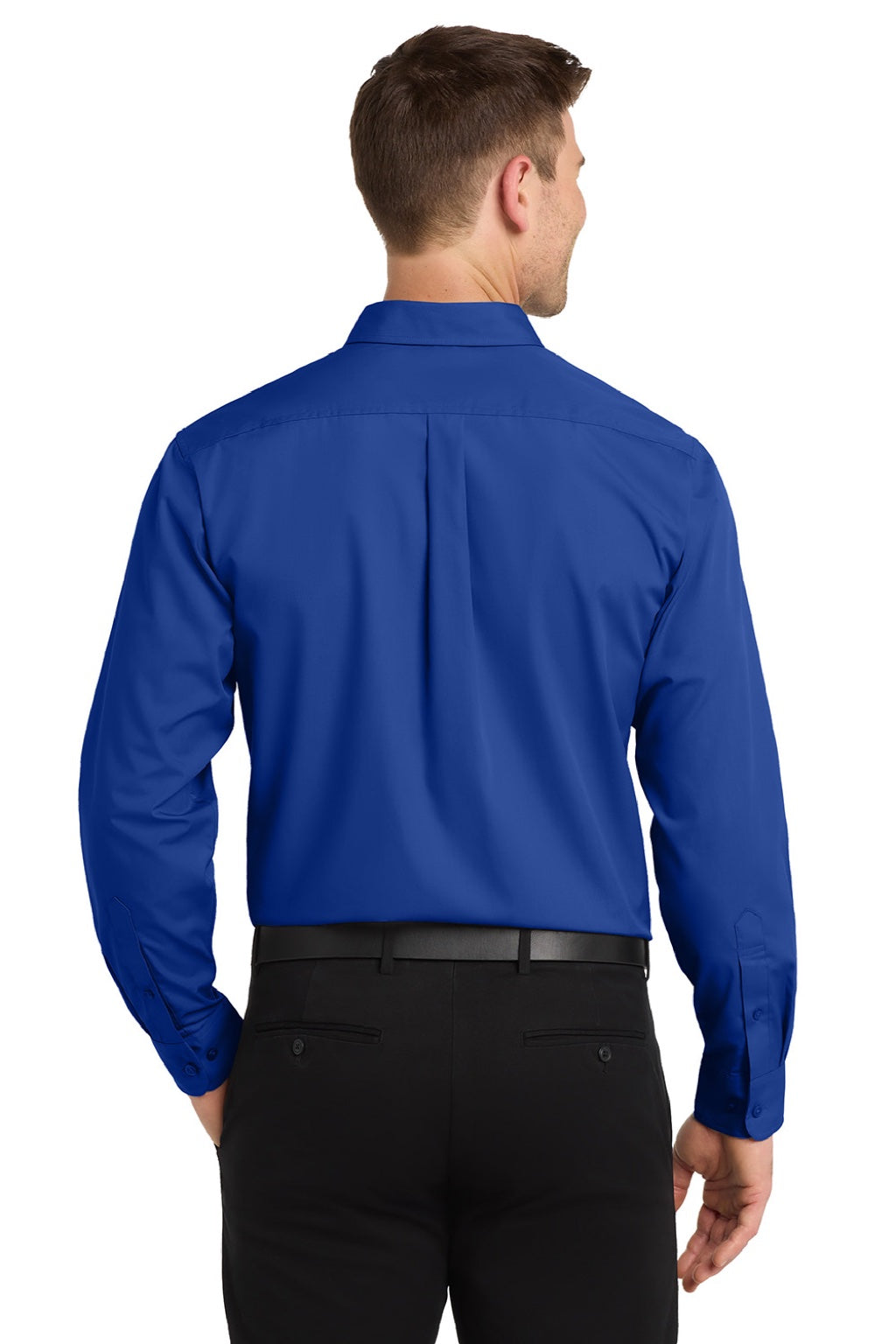 Mens Carefree Stain Resistant Long Sleeve Button Down Shirt w/ Pocket - True Royal Blue