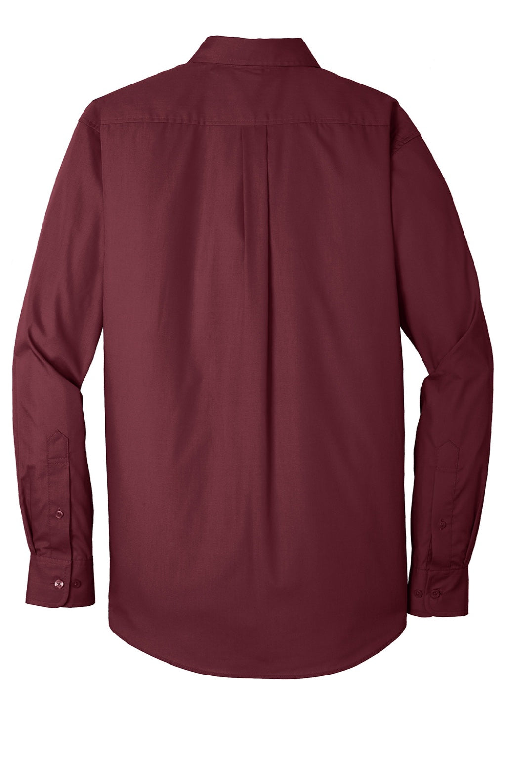 Mens Carefree Stain Resistant Long Sleeve Button Down Shirt w/ Pocket - Burgundy