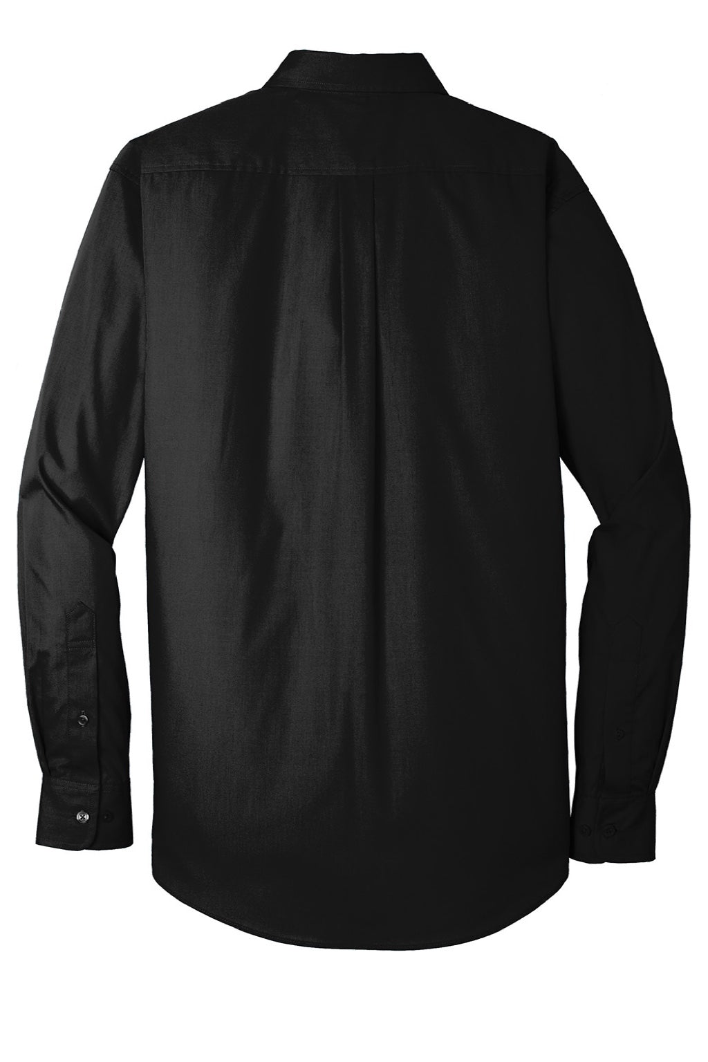 Mens Carefree Stain Resistant Long Sleeve Button Down Shirt w/ Pocket - Deep Black