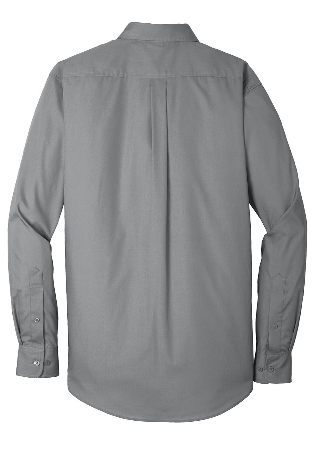 Mens Carefree Stain Resistant Long Sleeve Button Down Shirt w/ Pocket - Gusty Grey