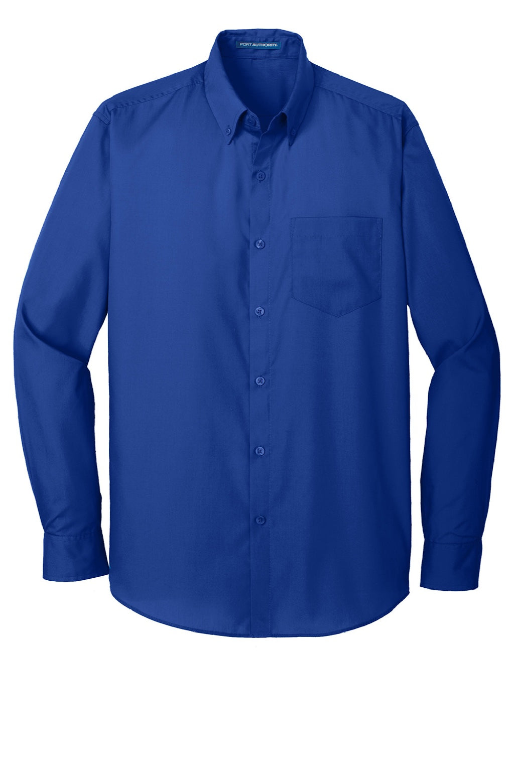 Mens Carefree Stain Resistant Long Sleeve Button Down Shirt w/ Pocket - True Royal Blue
